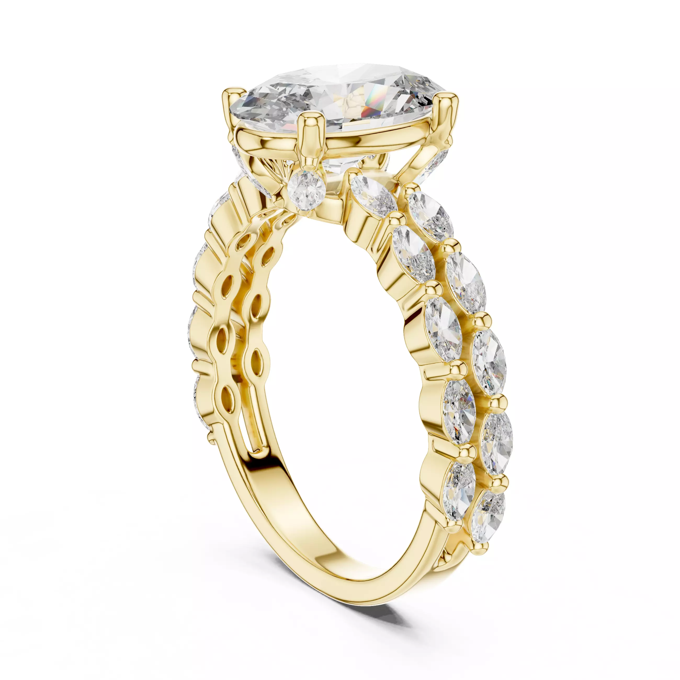 Oval Solitaire Ring 3dm stl renders animation videos details 3D print model_12