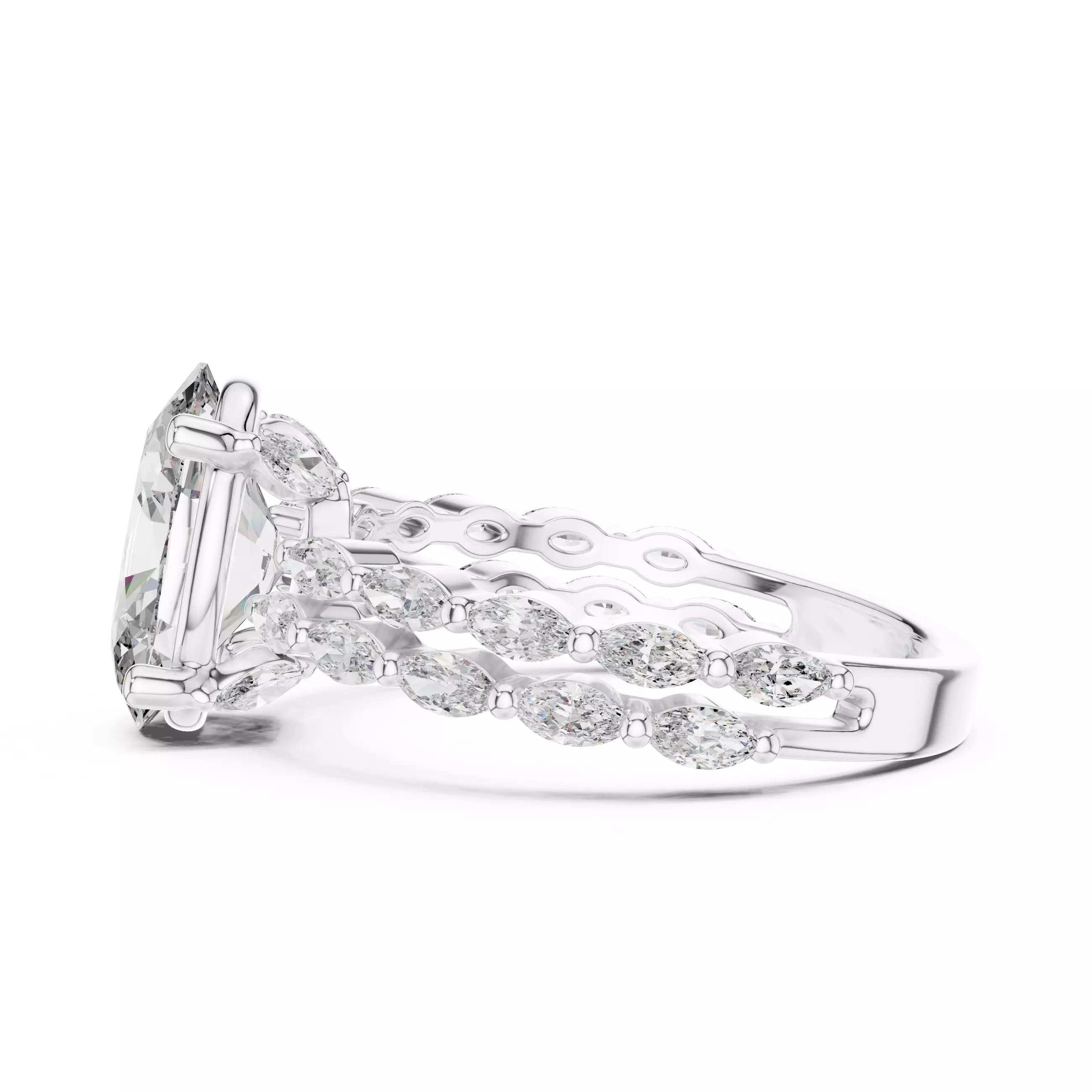 Oval Solitaire Ring 3dm stl renders animation videos details 3D print model_2