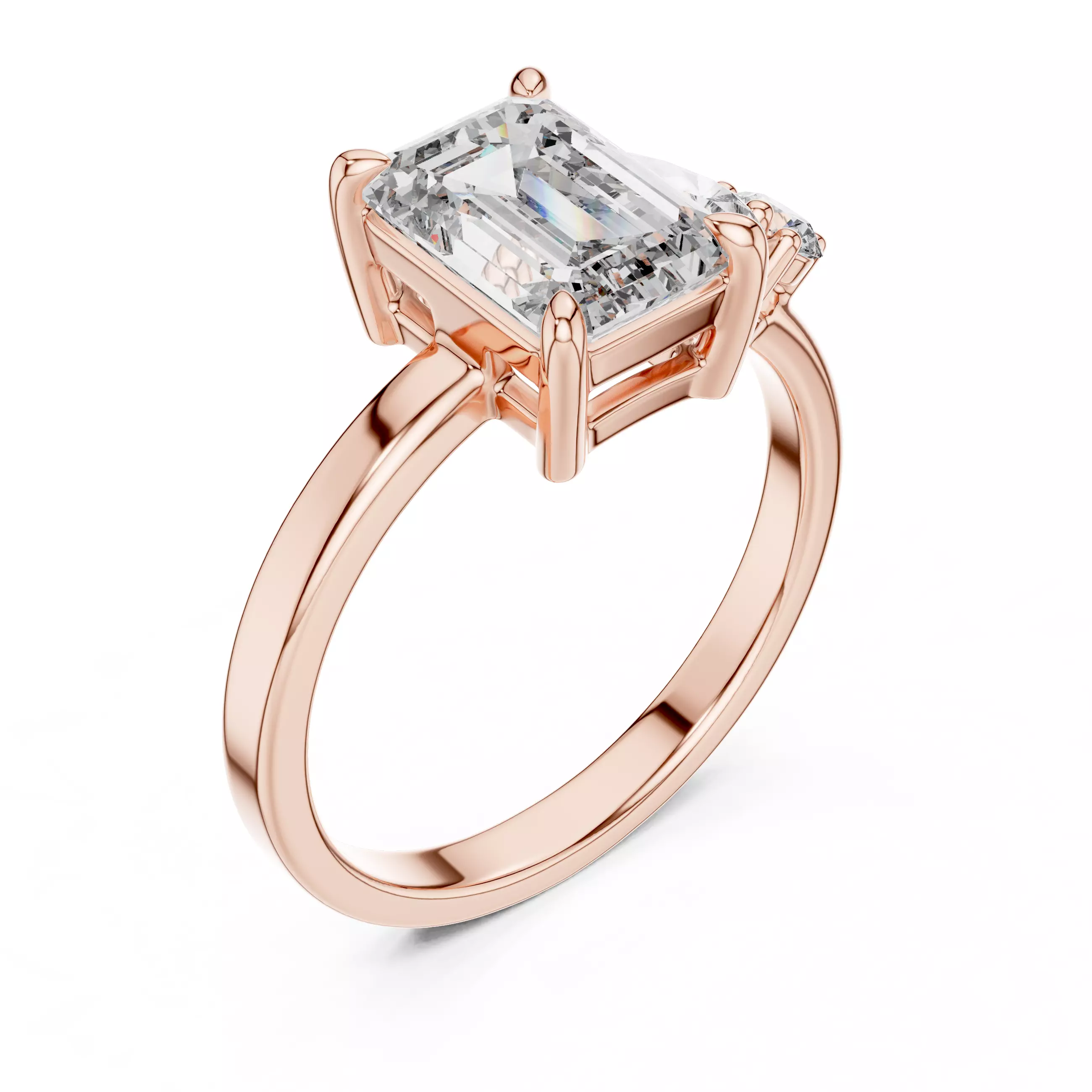 Trio Solitaire Ring 3dm stl renders animation videos details 3D print model_9