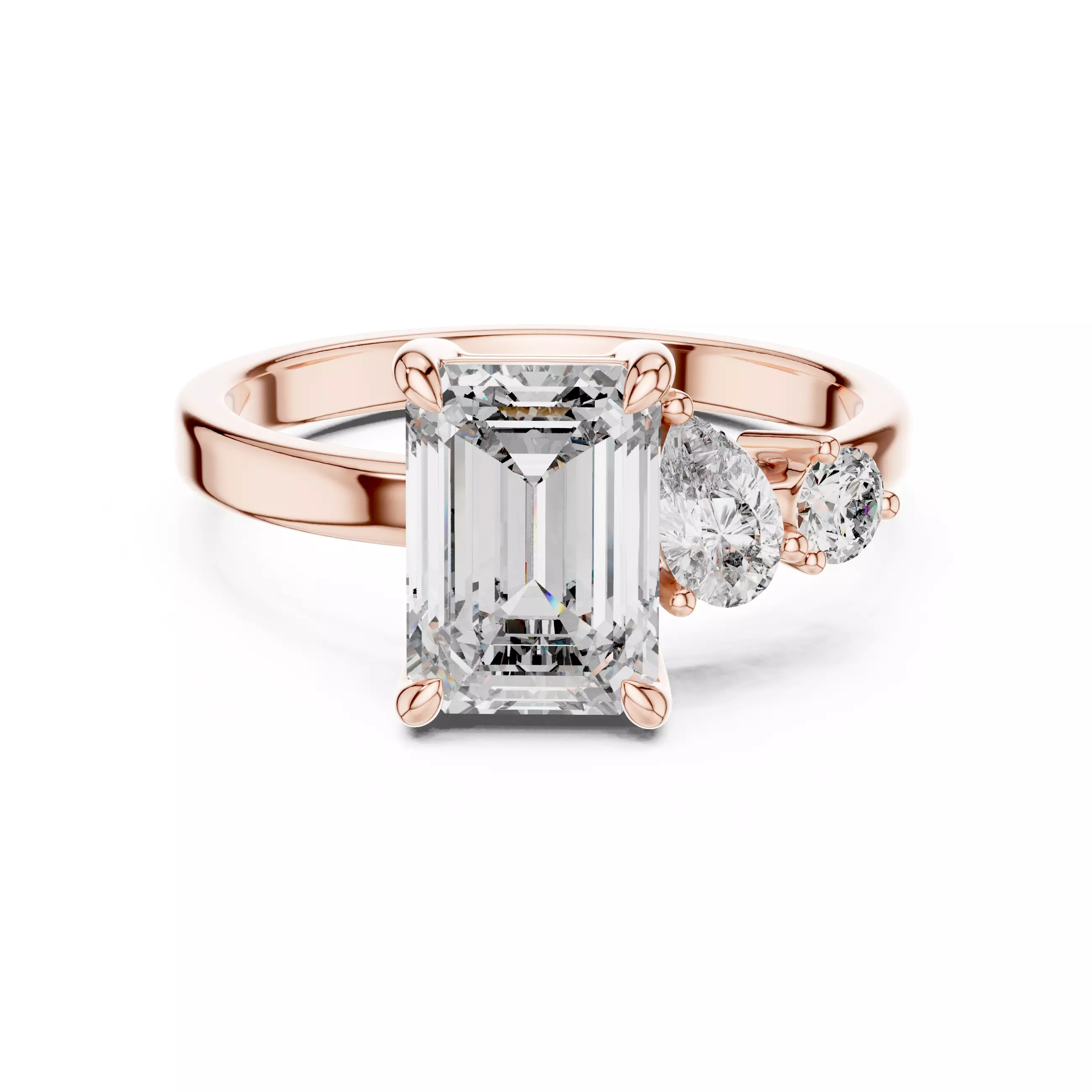 Trio Solitaire Ring 3dm stl renders animation videos details 3D print model_0