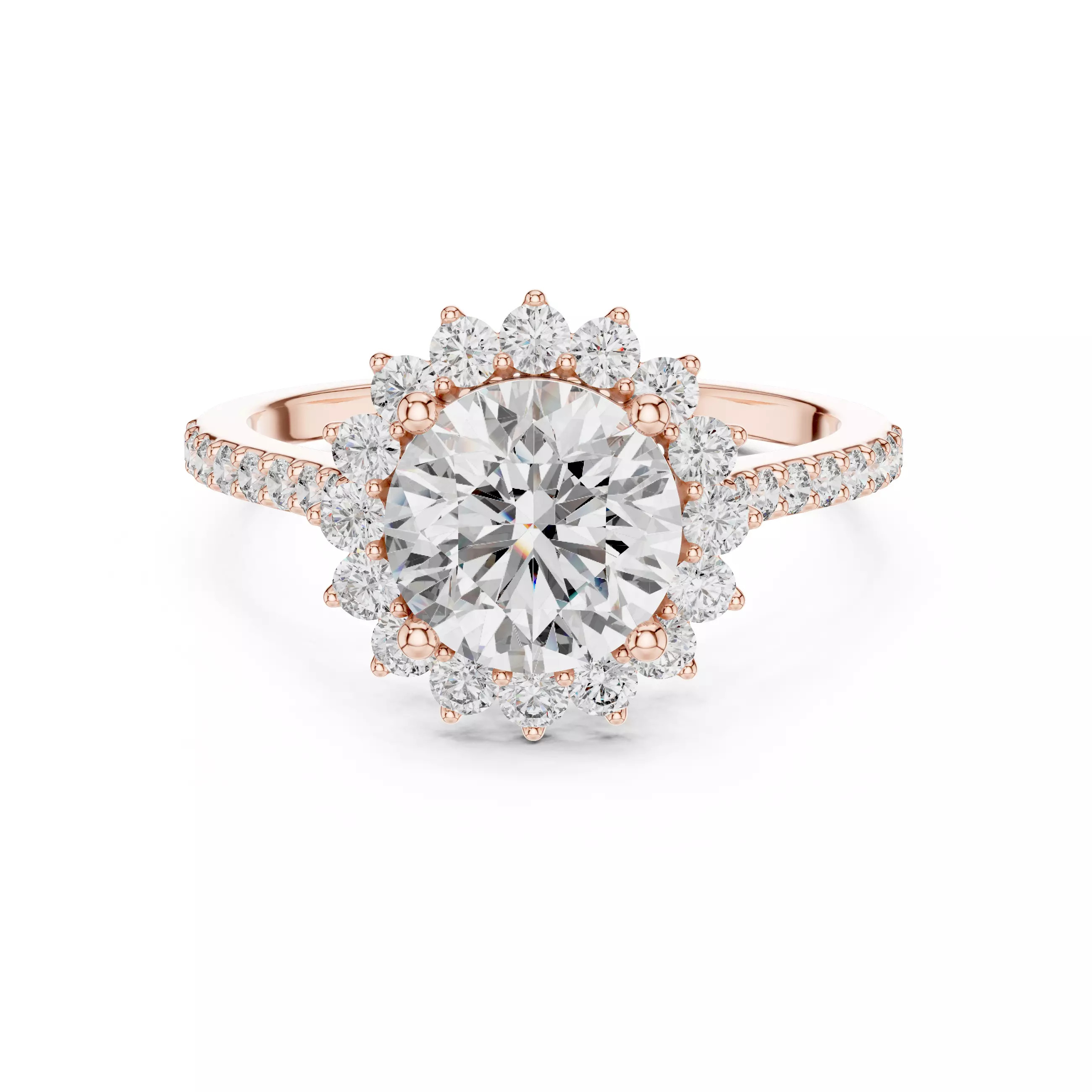 Flower Halo Solitaire Ring 3dm stl renders animation videos 3D print model_0