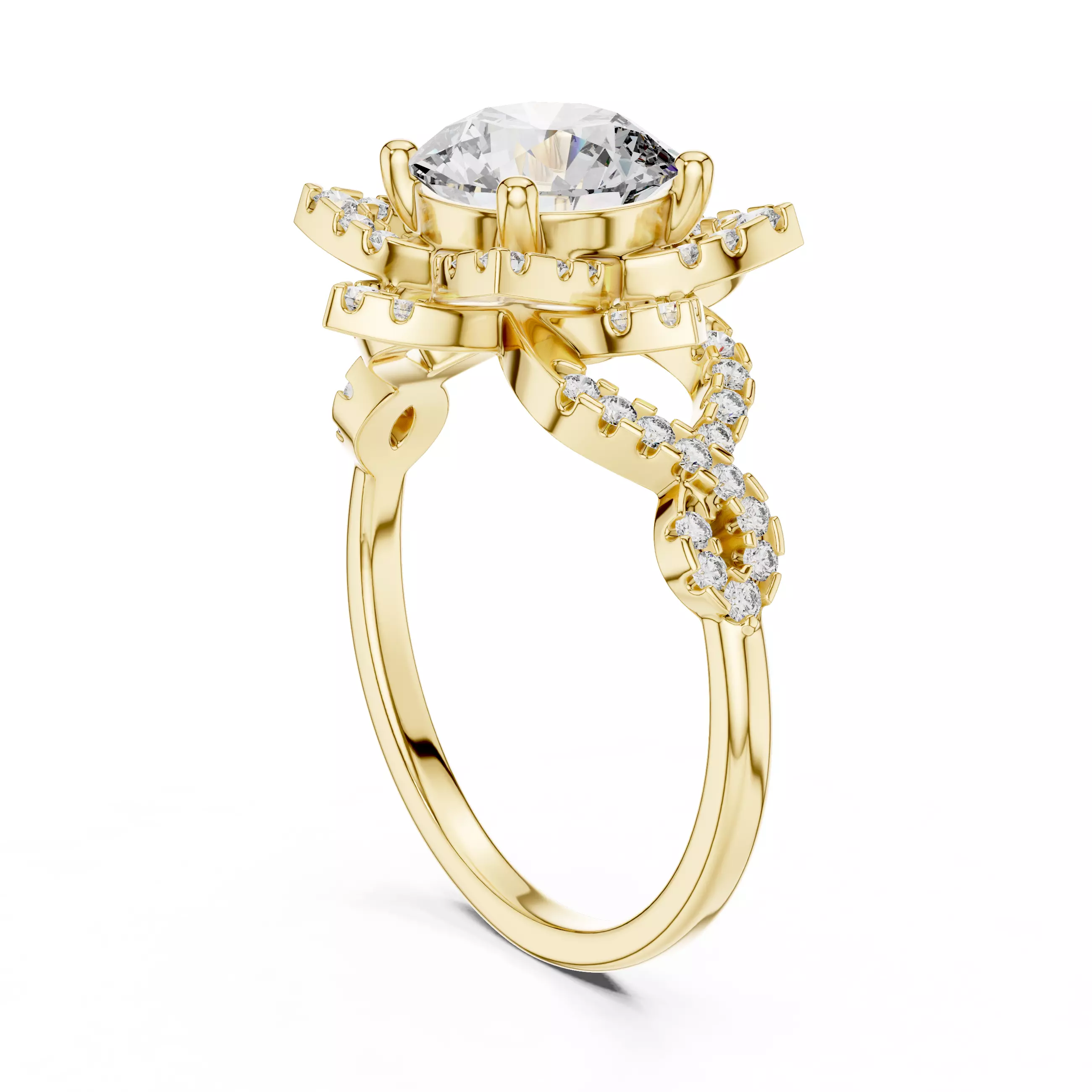 Flower Solitaire Ring 3dm stl renders animation videos details 3D print model_12