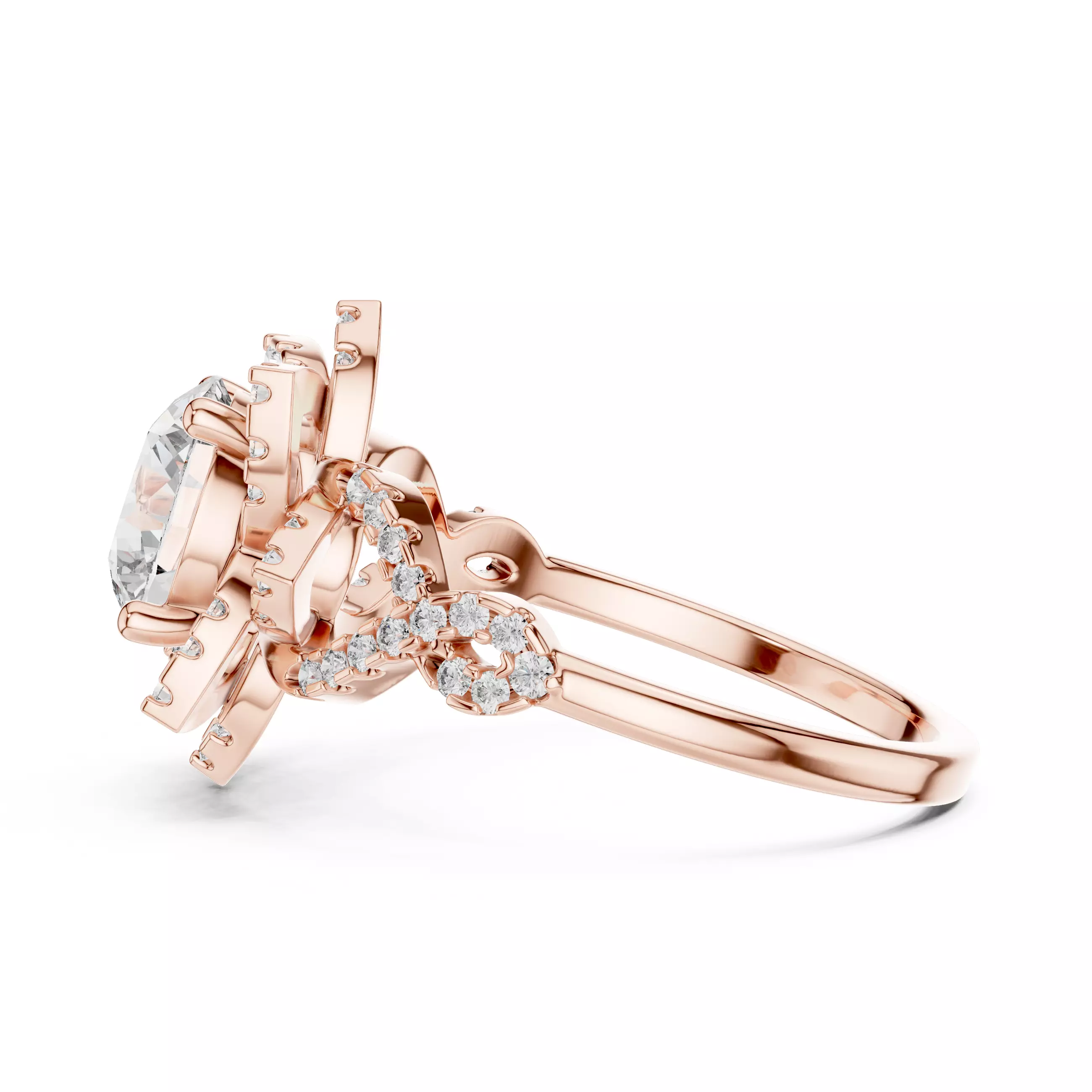 Flower Solitaire Ring 3dm stl renders animation videos details 3D print model_1