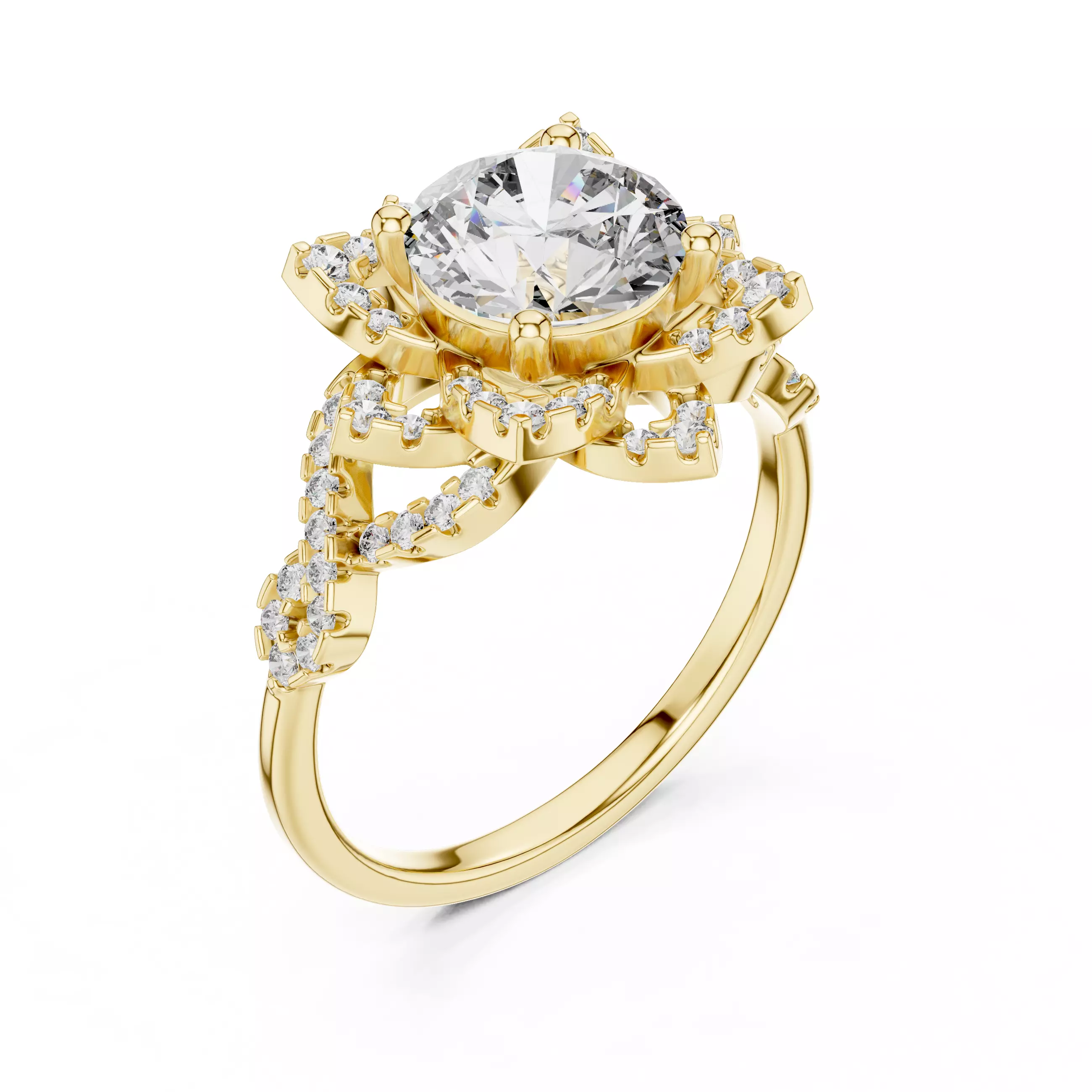 Flower Solitaire Ring 3dm stl renders animation videos details 3D print model_13