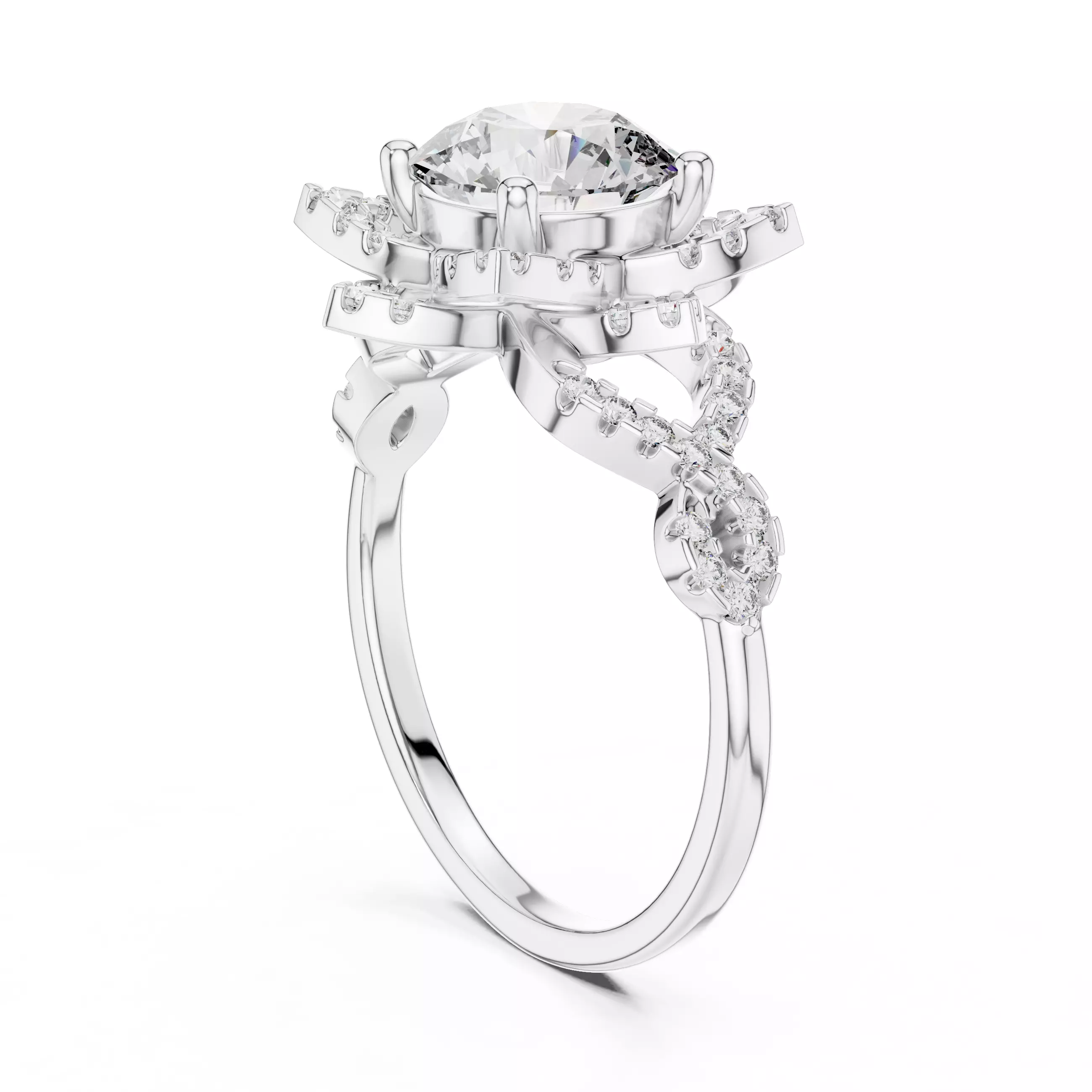 Flower Solitaire Ring 3dm stl renders animation videos details 3D print model_10