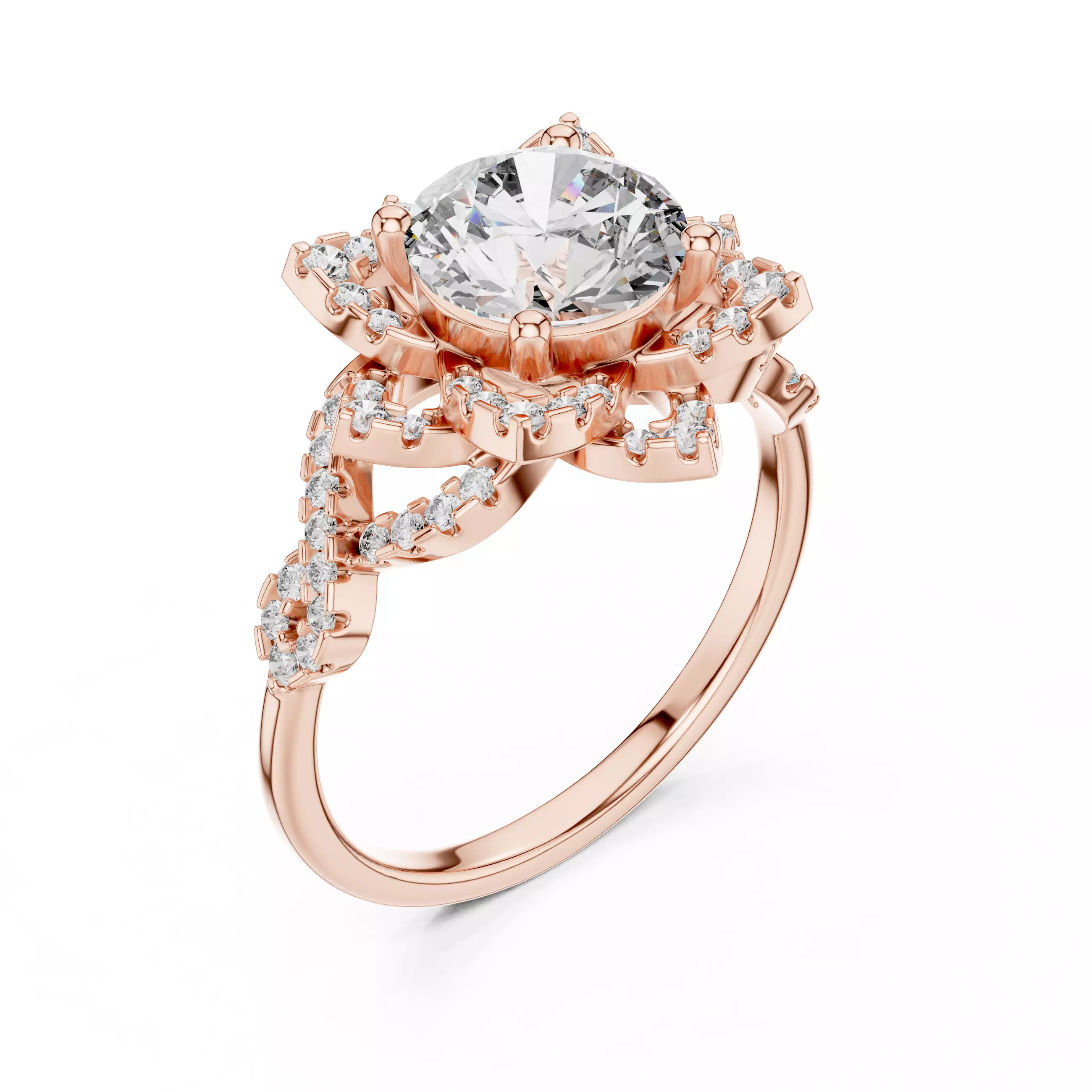 Flower Solitaire Ring 3dm stl renders animation videos details 3D print model_9