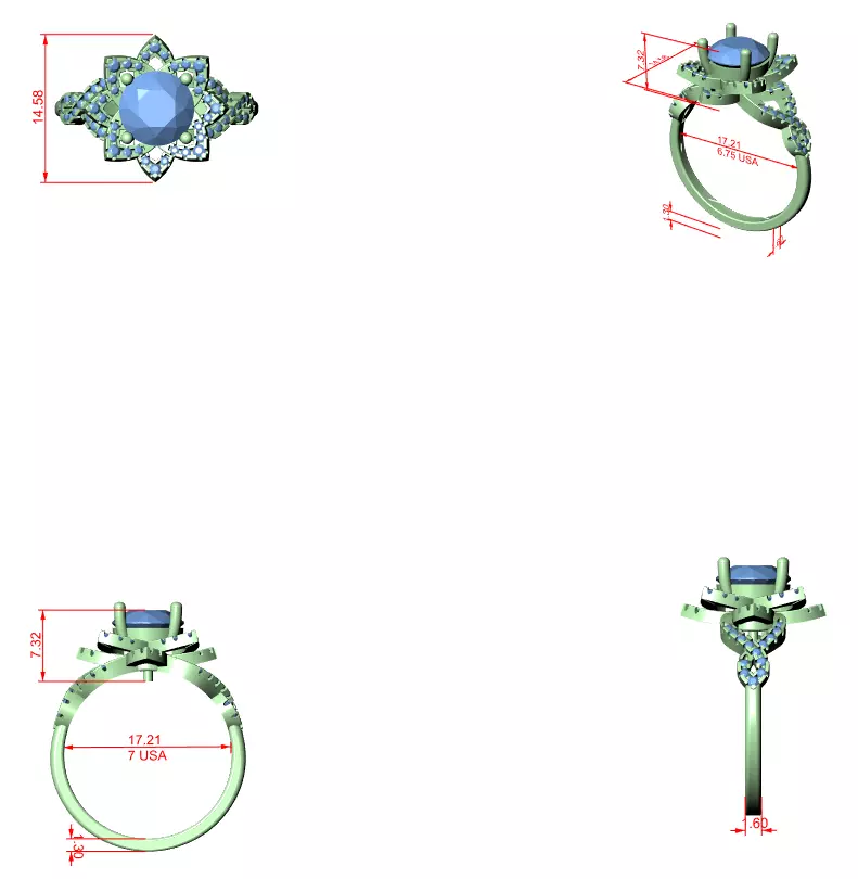 Flower Solitaire Ring 3dm stl renders animation videos details 3D print model_6