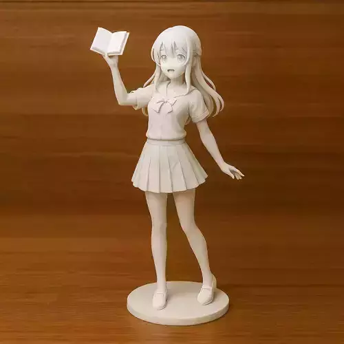 Anime Girl With Book Raised
