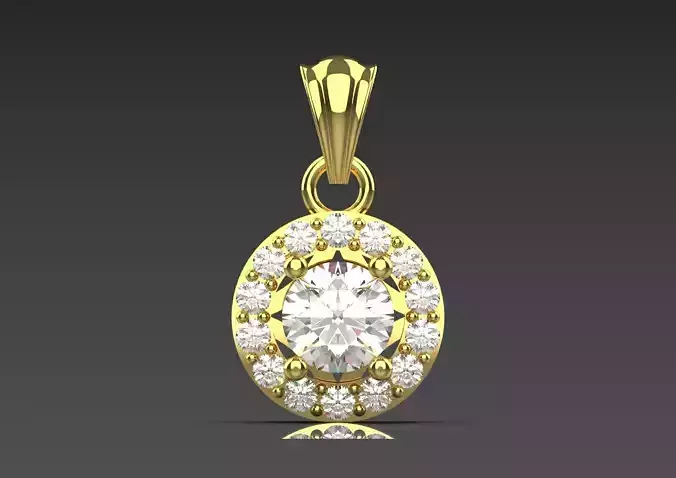 Halo Yellow Gold and Diamond STL Pendant jp0295