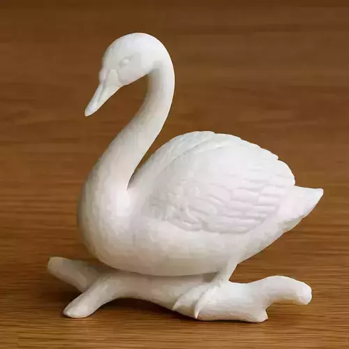 Mute Swan Standing On A Branch