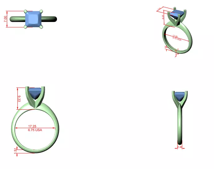 Princess Mono Solitaire Ring 3dm stl renders animation videos 3D print model_6