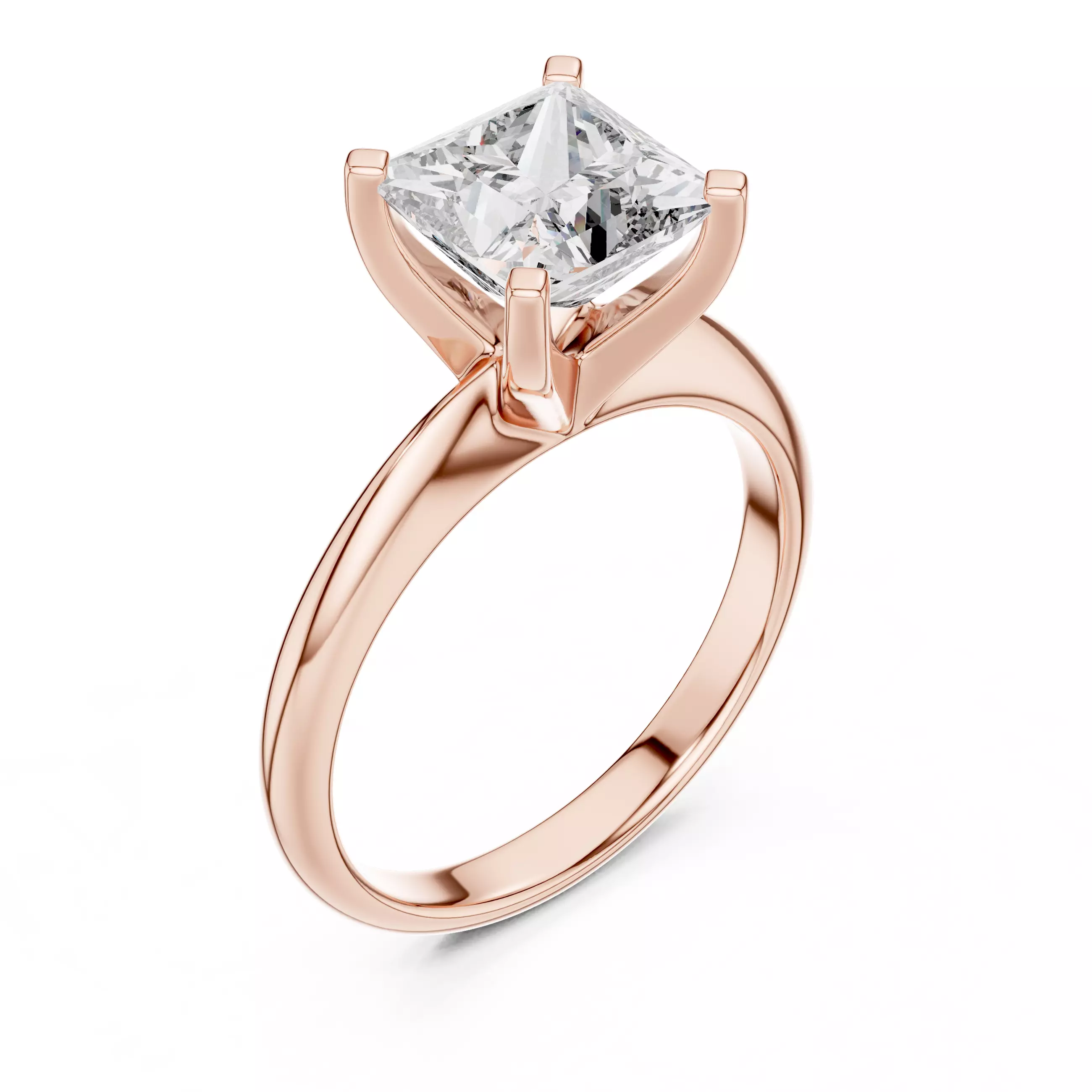 Princess Mono Solitaire Ring 3dm stl renders animation videos 3D print model_9