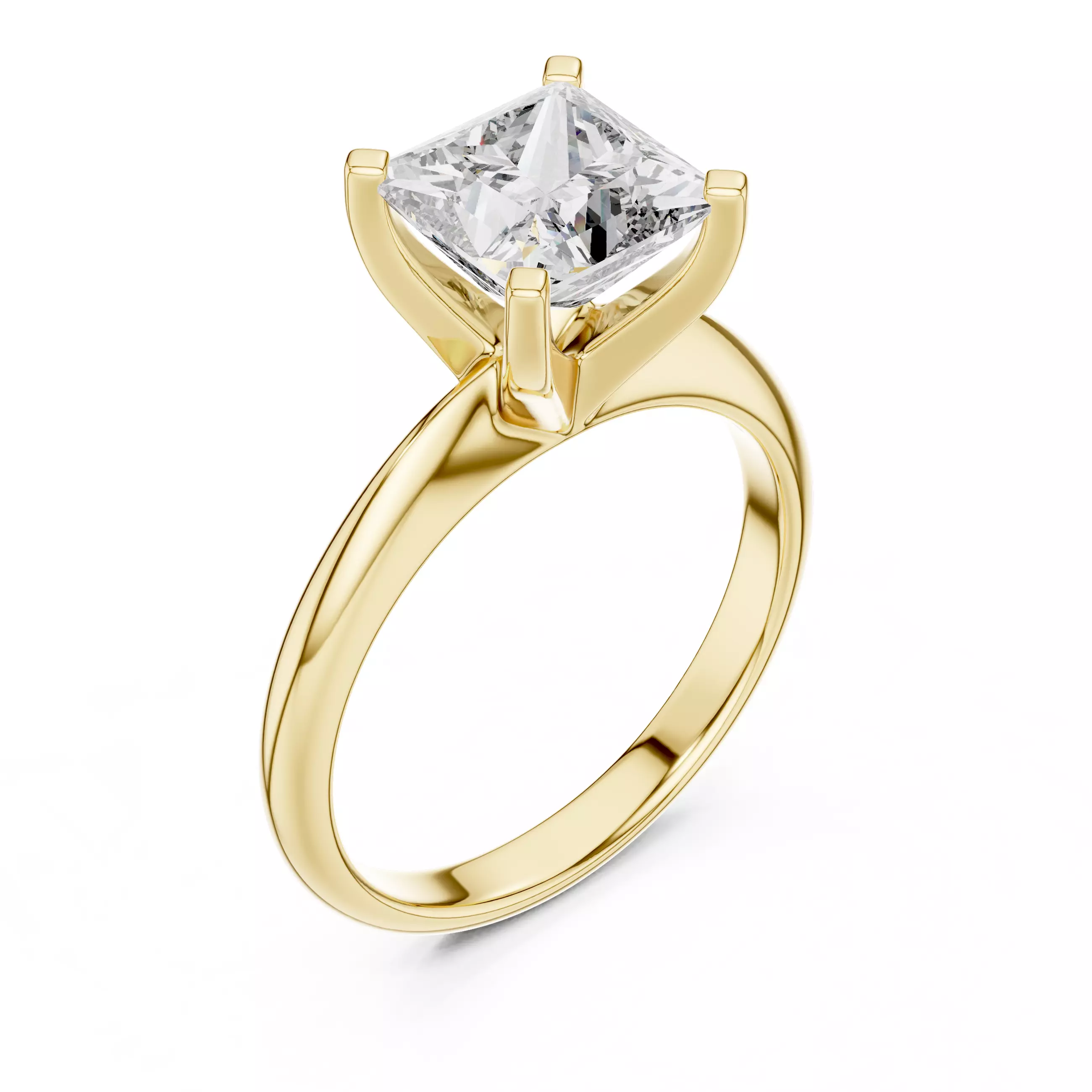 Princess Mono Solitaire Ring 3dm stl renders animation videos 3D print model_13