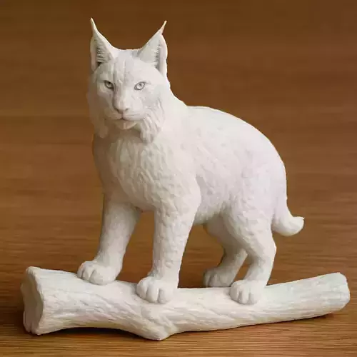 Eurasian Lynx On A Branch