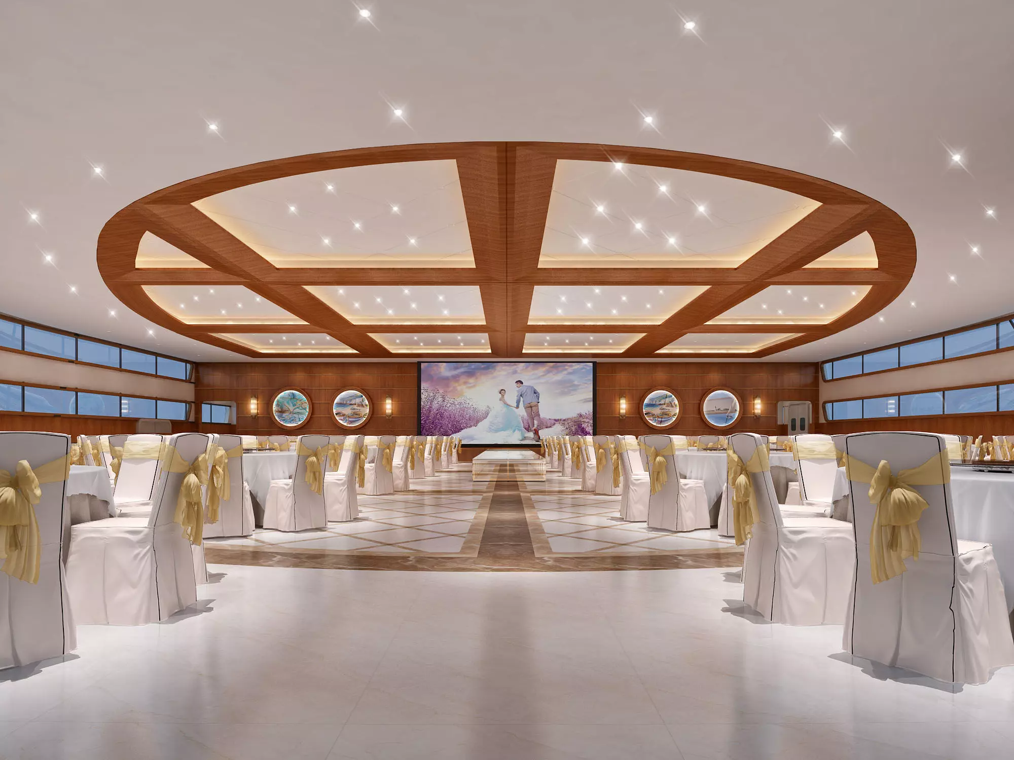 Hotel Banquet Hall 3D model_0