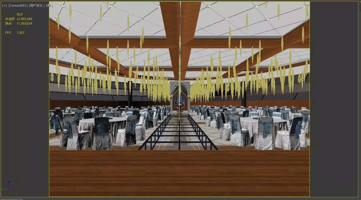 Hotel Banquet Hall 3D model_2