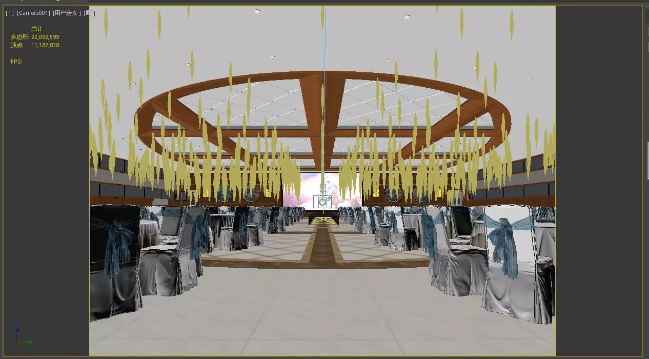 Hotel Banquet Hall 3D model_3