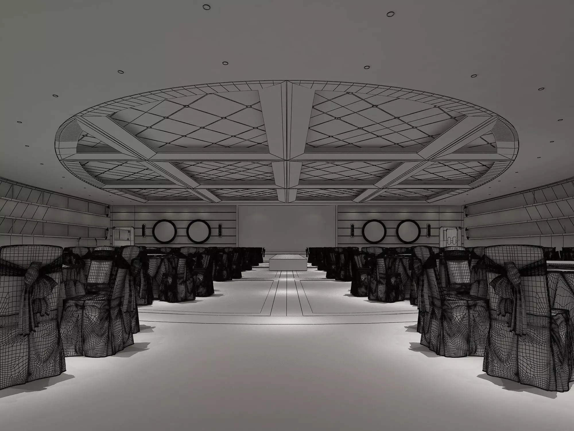 Hotel Banquet Hall 3D model_9