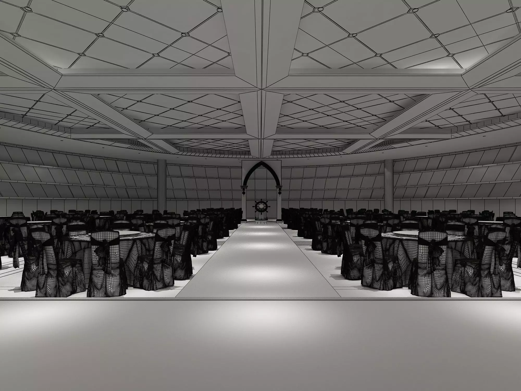 Hotel Banquet Hall 3D model_8