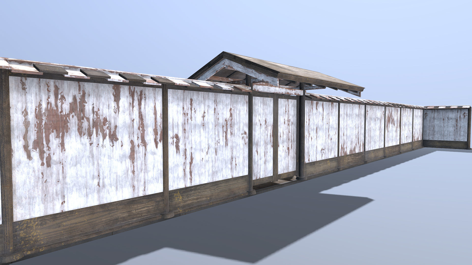 Modular wooden Asian fence Low-poly 3D model_9