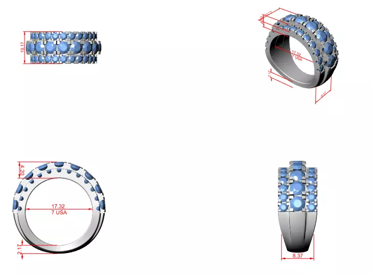 Thick Diamond Band Ring 3dm stl renders animation videos details 3D print model_7