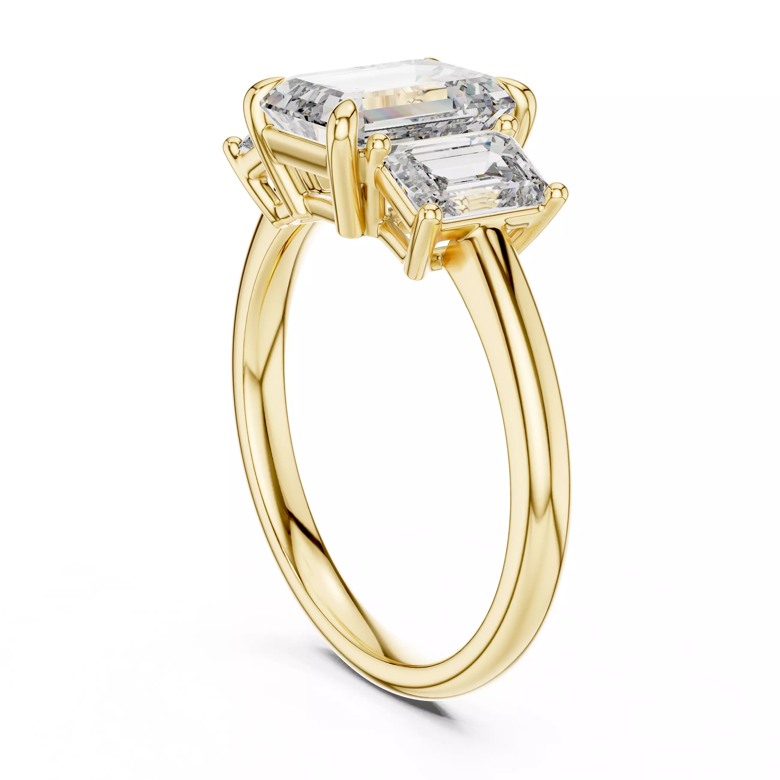 Emerald Trio Solitaire Ring 3dm stl renders animation videos 3D print model_12