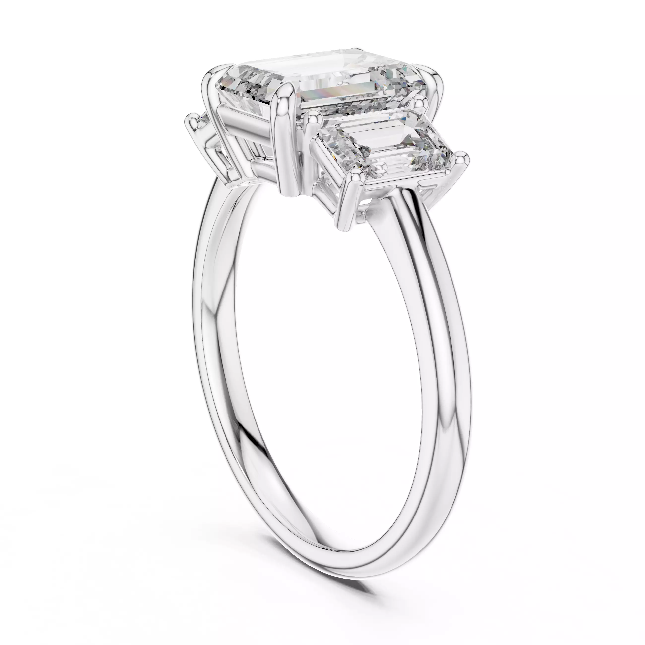 Emerald Trio Solitaire Ring 3dm stl renders animation videos 3D print model_10