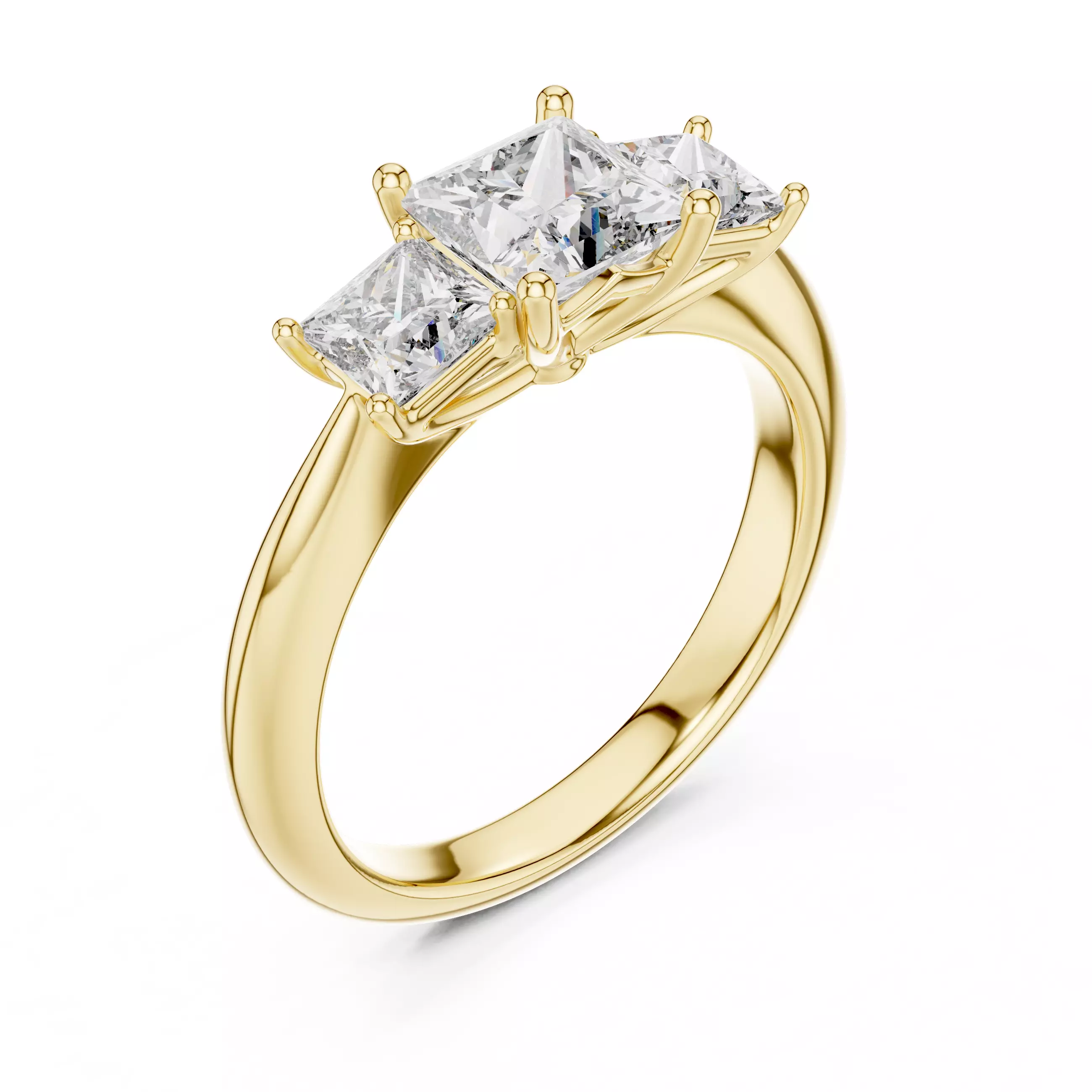 Princess Trio Solitaire Ring 3dm stl renders animation videos 3D print model_13