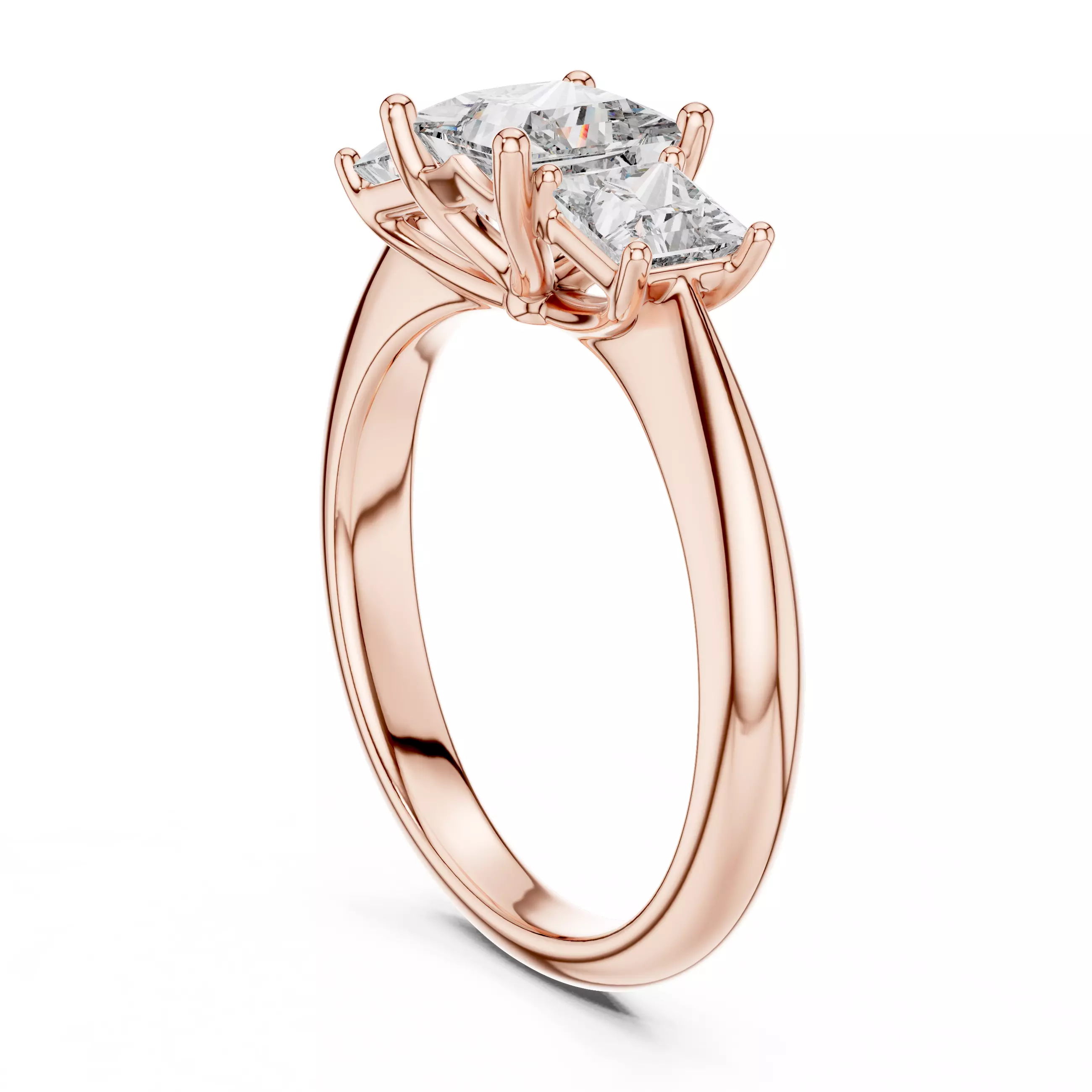 Princess Trio Solitaire Ring 3dm stl renders animation videos 3D print model_8