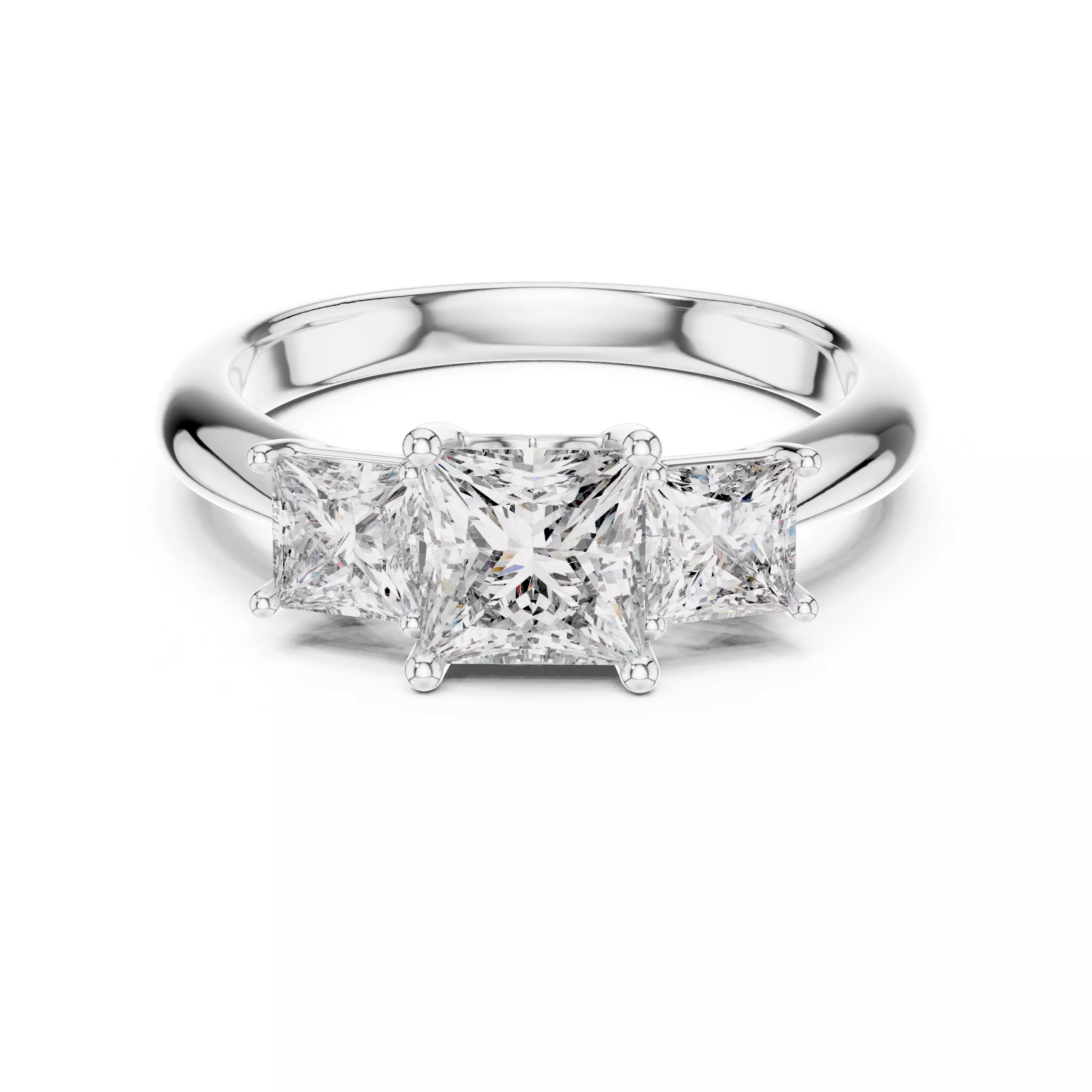 Princess Trio Solitaire Ring 3dm stl renders animation videos 3D print model_3