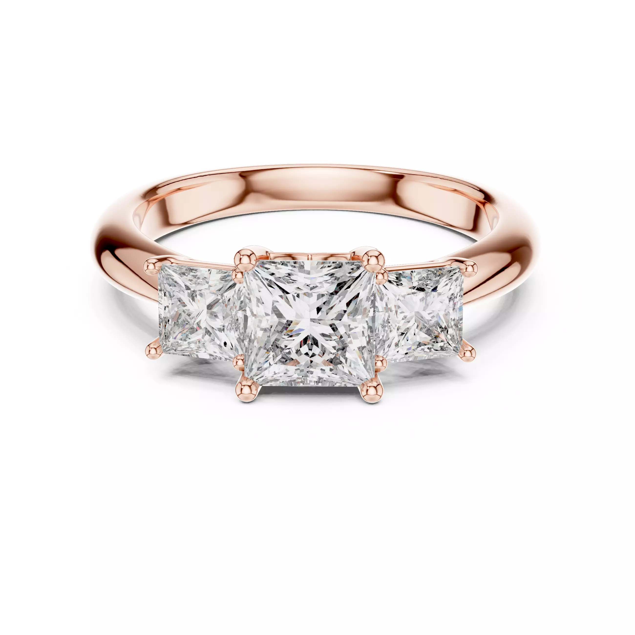 Princess Trio Solitaire Ring 3dm stl renders animation videos 3D print model_0