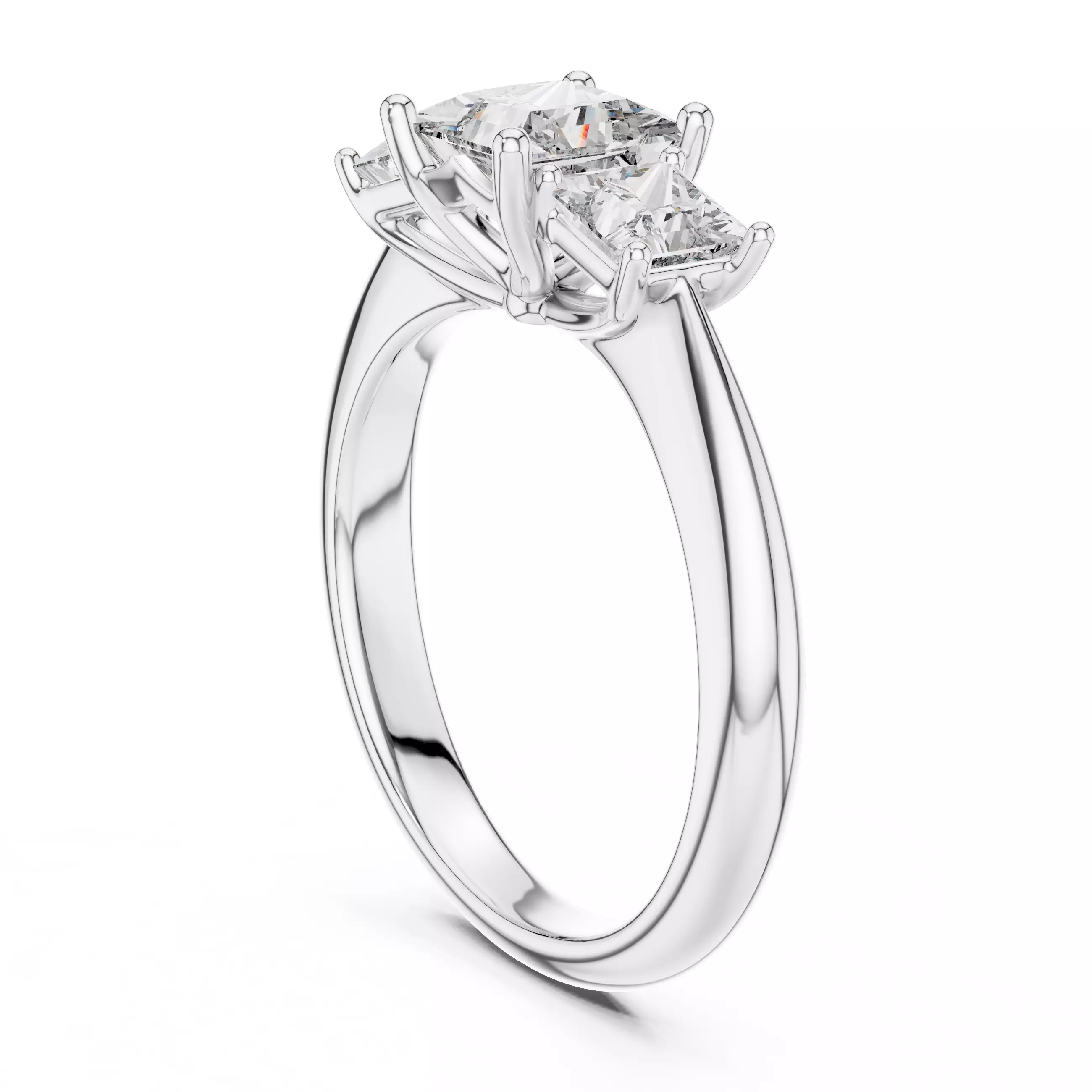 Princess Trio Solitaire Ring 3dm stl renders animation videos 3D print model_10