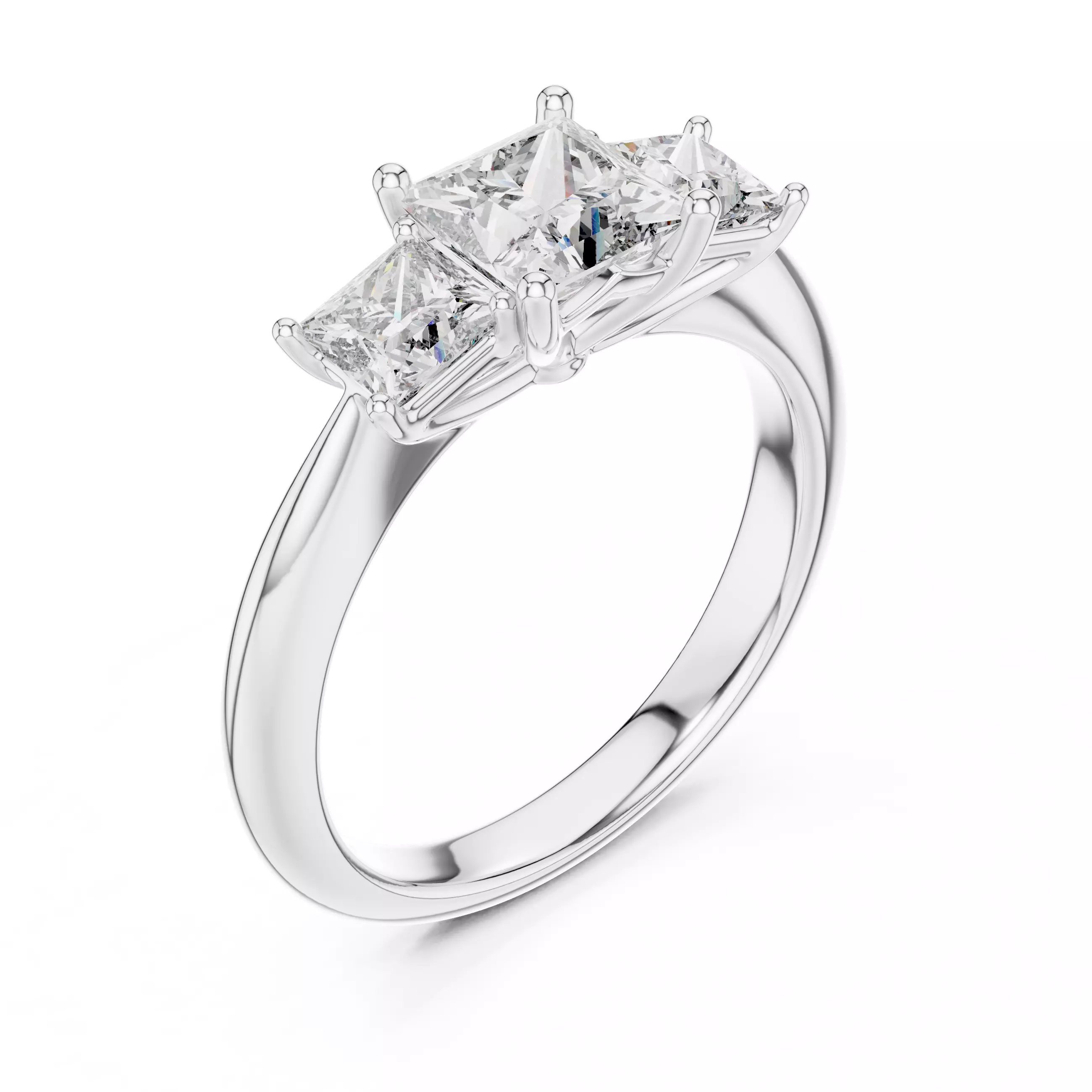Princess Trio Solitaire Ring 3dm stl renders animation videos 3D print model_11