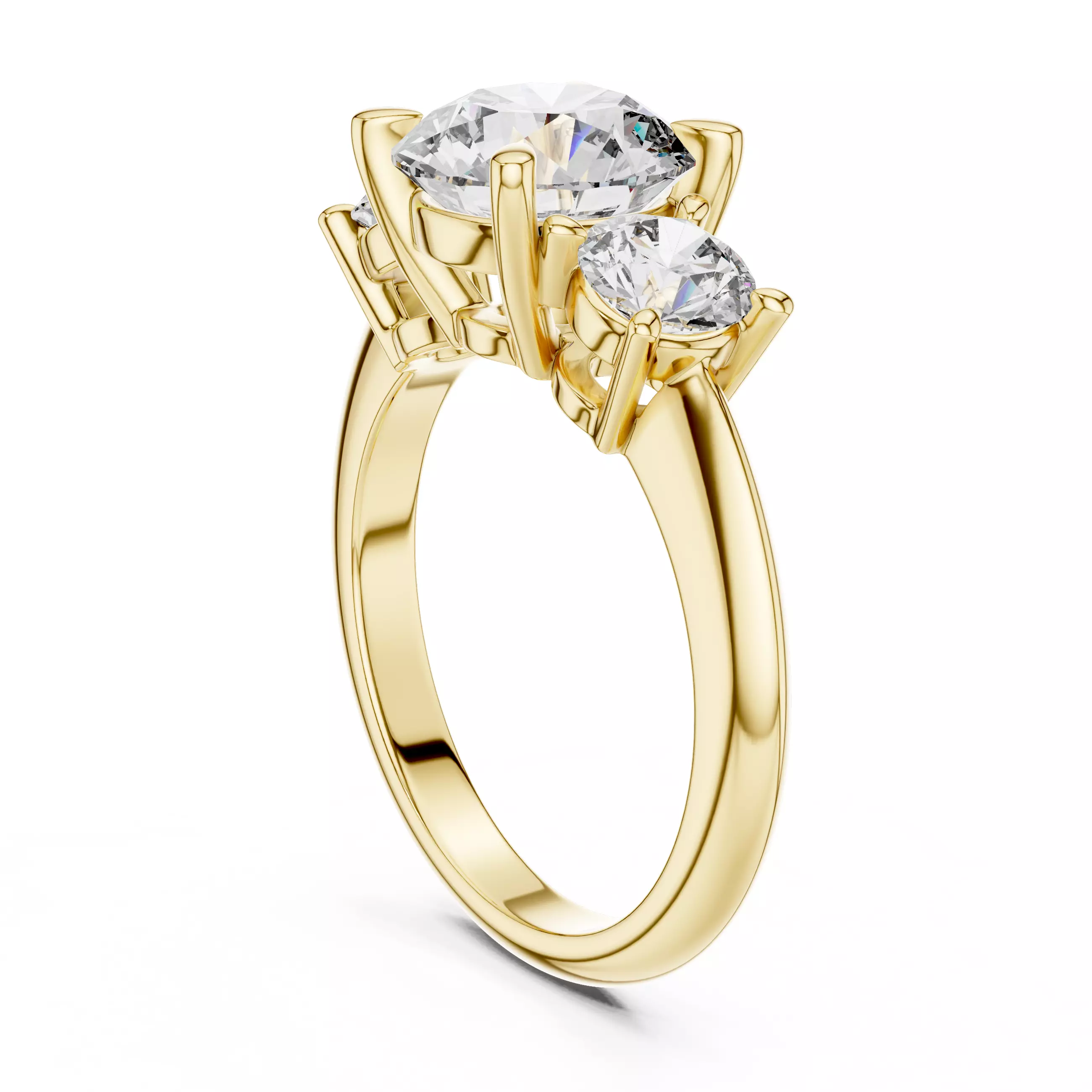 Trio Solitaire Ring 3dm stl renders animation videos details 3D print model_12