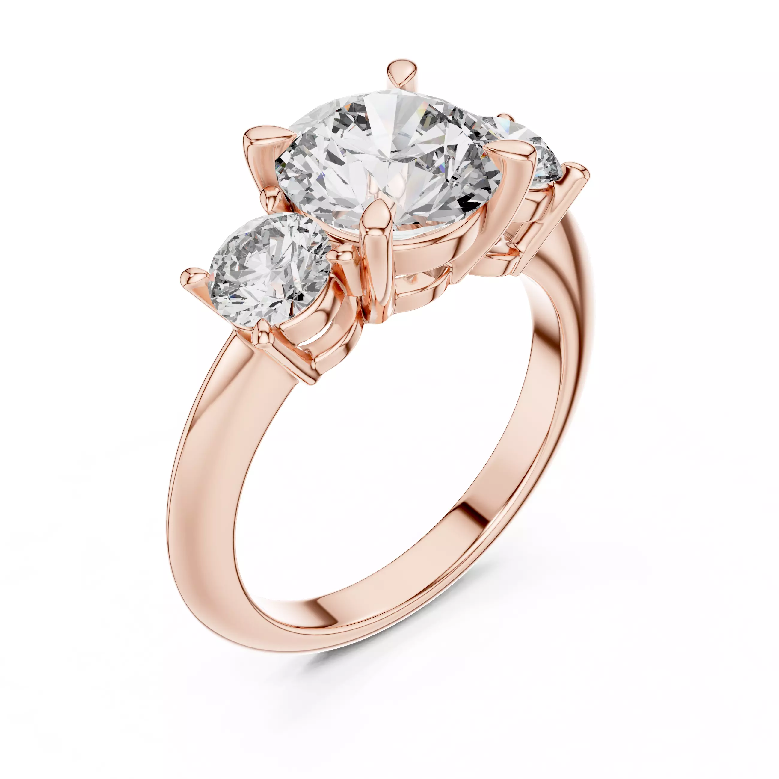 Trio Solitaire Ring 3dm stl renders animation videos details 3D print model_9