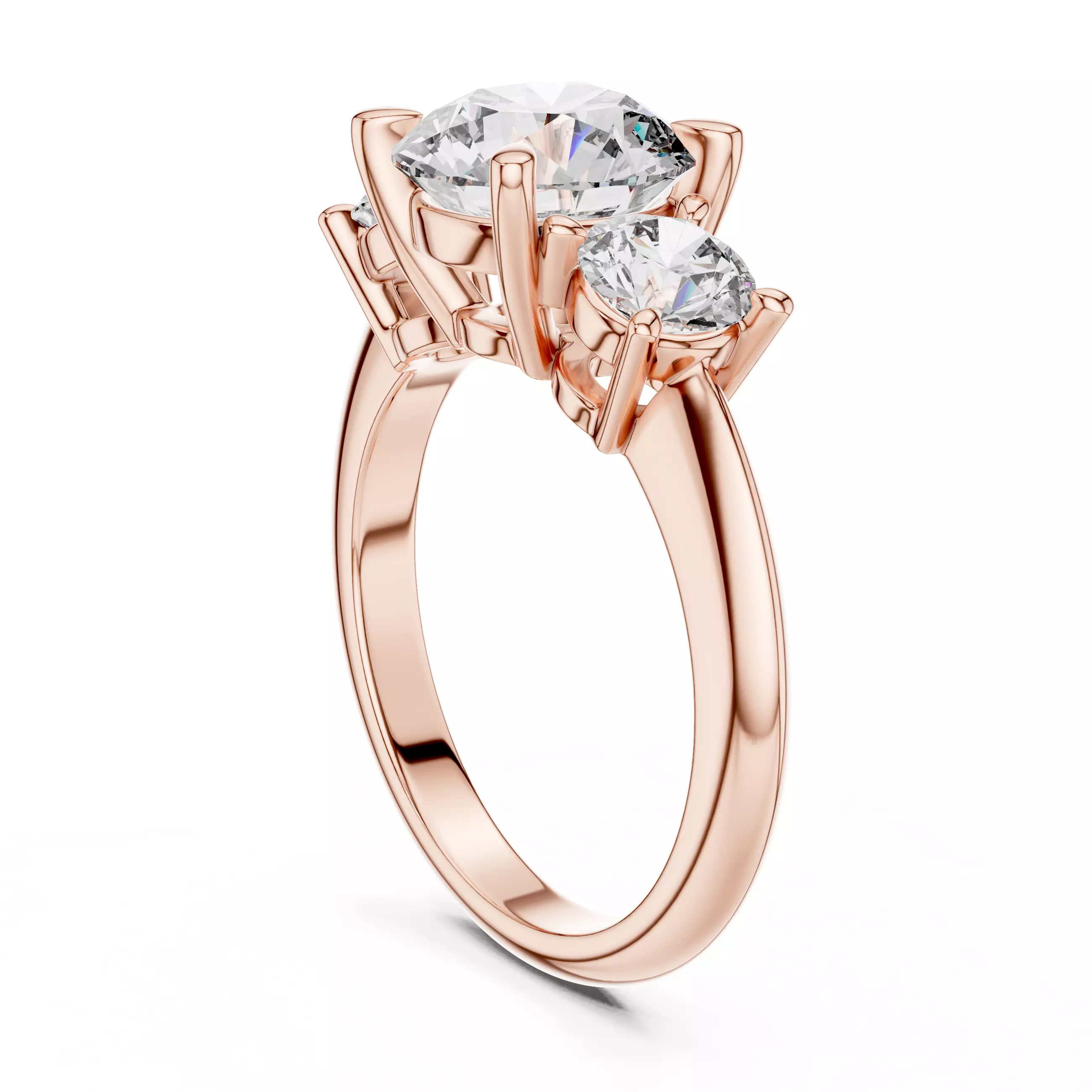 Trio Solitaire Ring 3dm stl renders animation videos details 3D print model_8