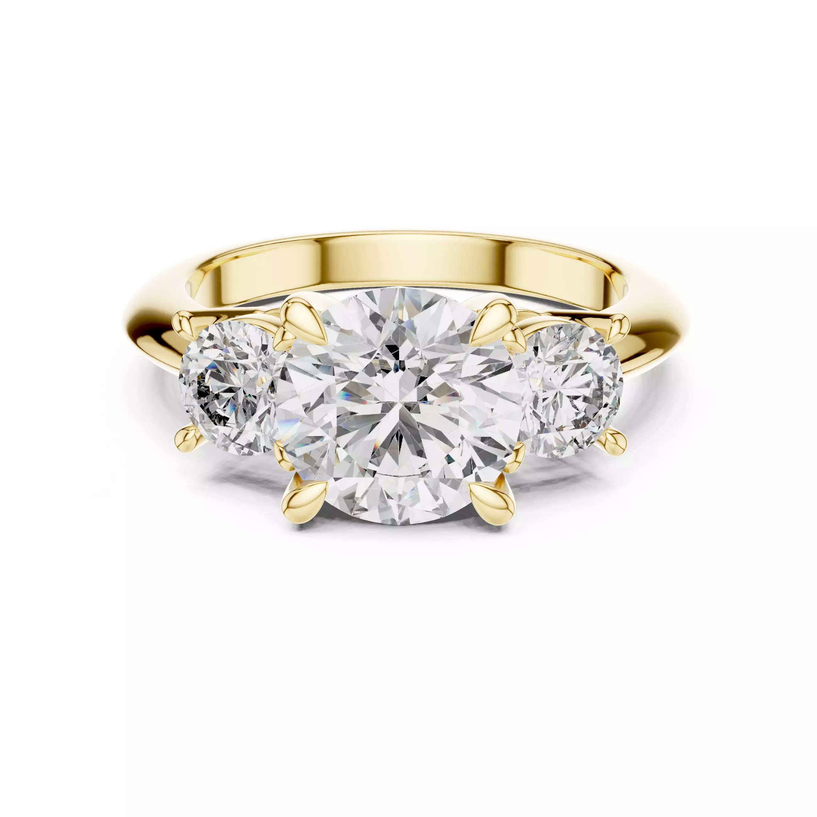 Trio Solitaire Ring 3dm stl renders animation videos details 3D print model_5