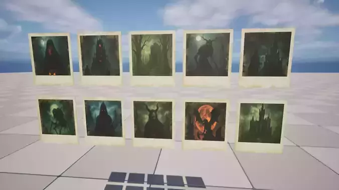 Dark Fantasy Polaroids Low-poly 3D model