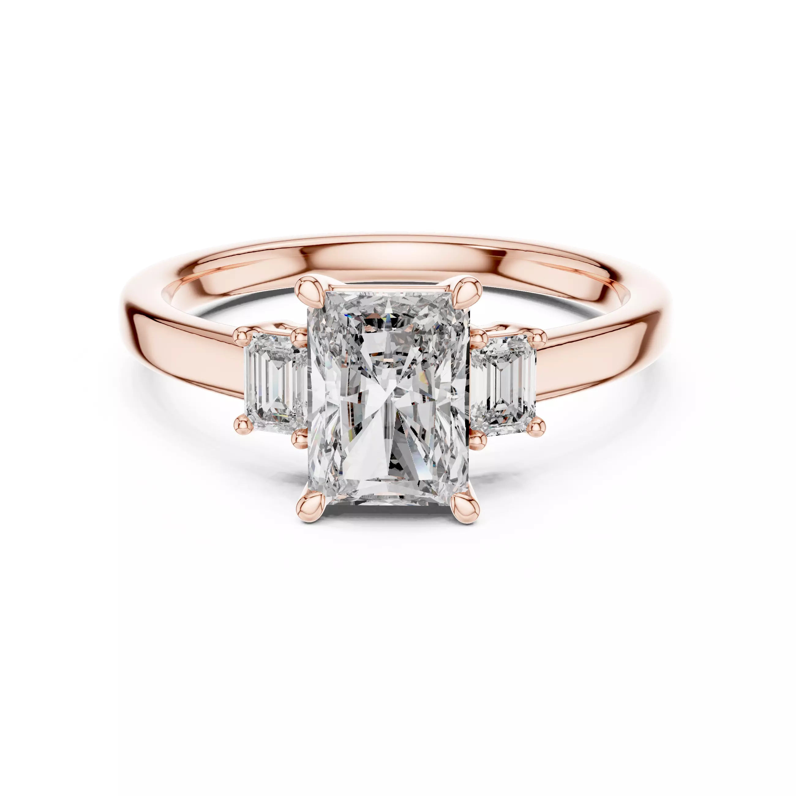 Radiant Trio Solitaire Ring 3dm stl renders animation videosr 3D print model