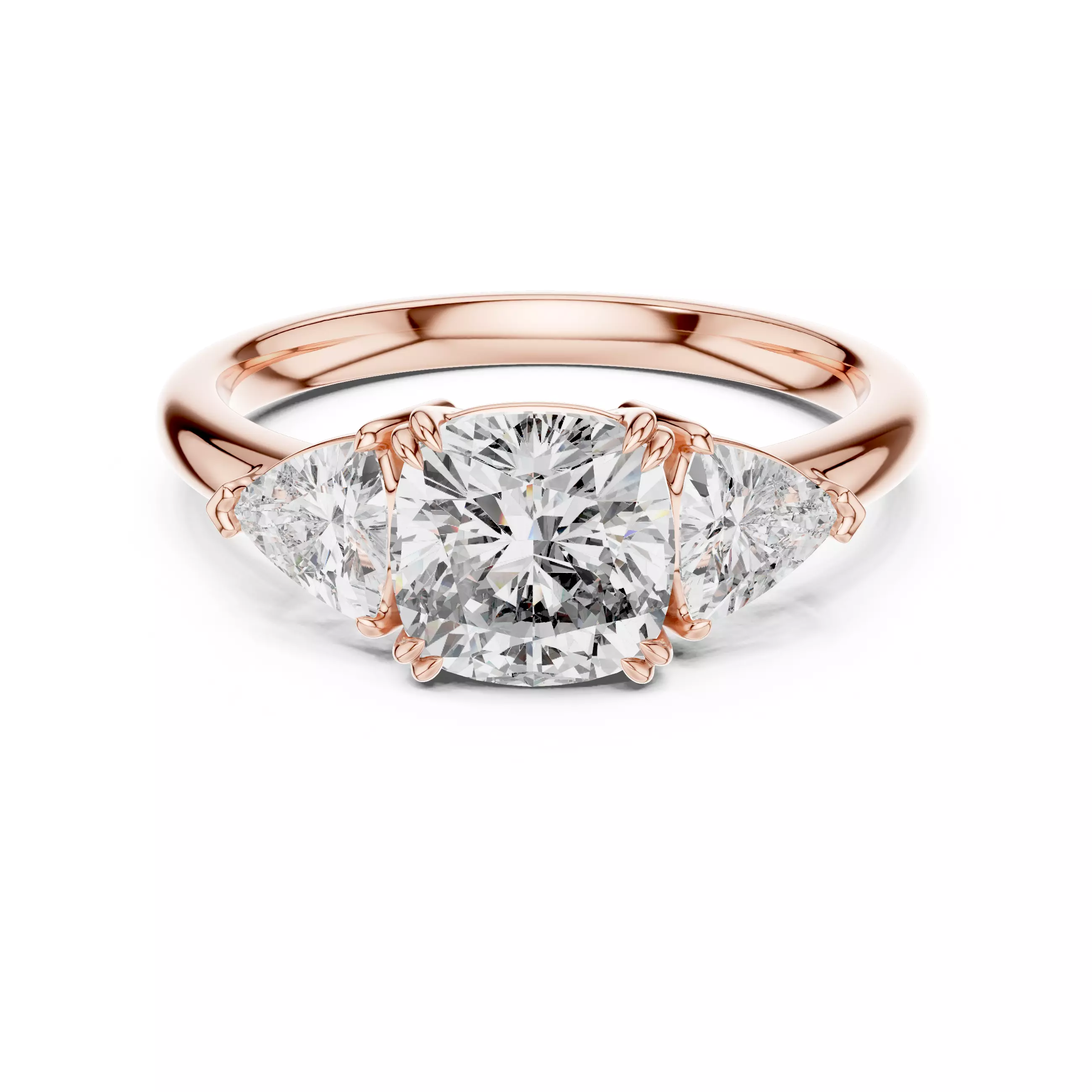 Trillion Trio Solitaire Ring 3dm stl renders animation videos 3D print model