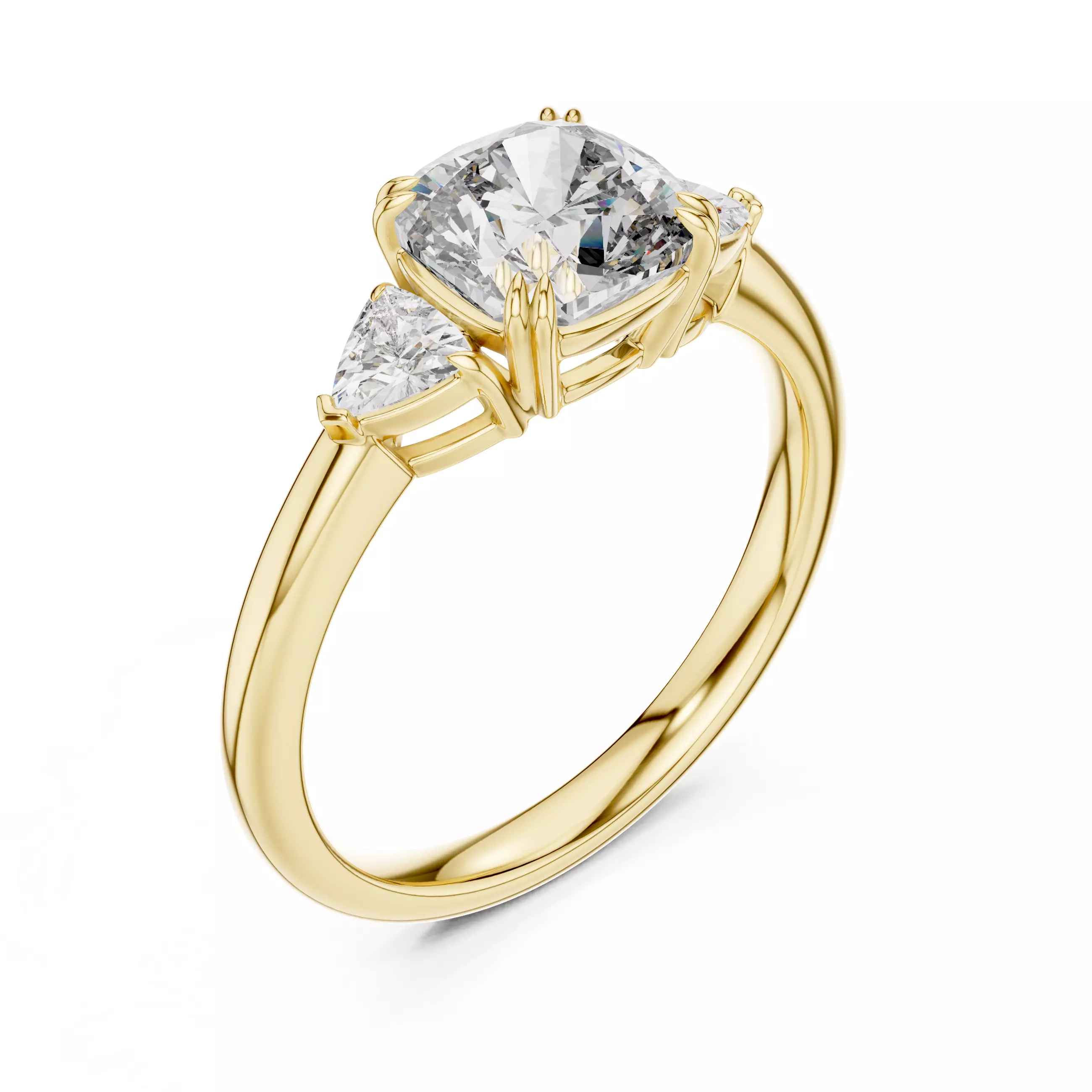 Trillion Trio Solitaire Ring 3dm stl renders animation videos  3D print model_13