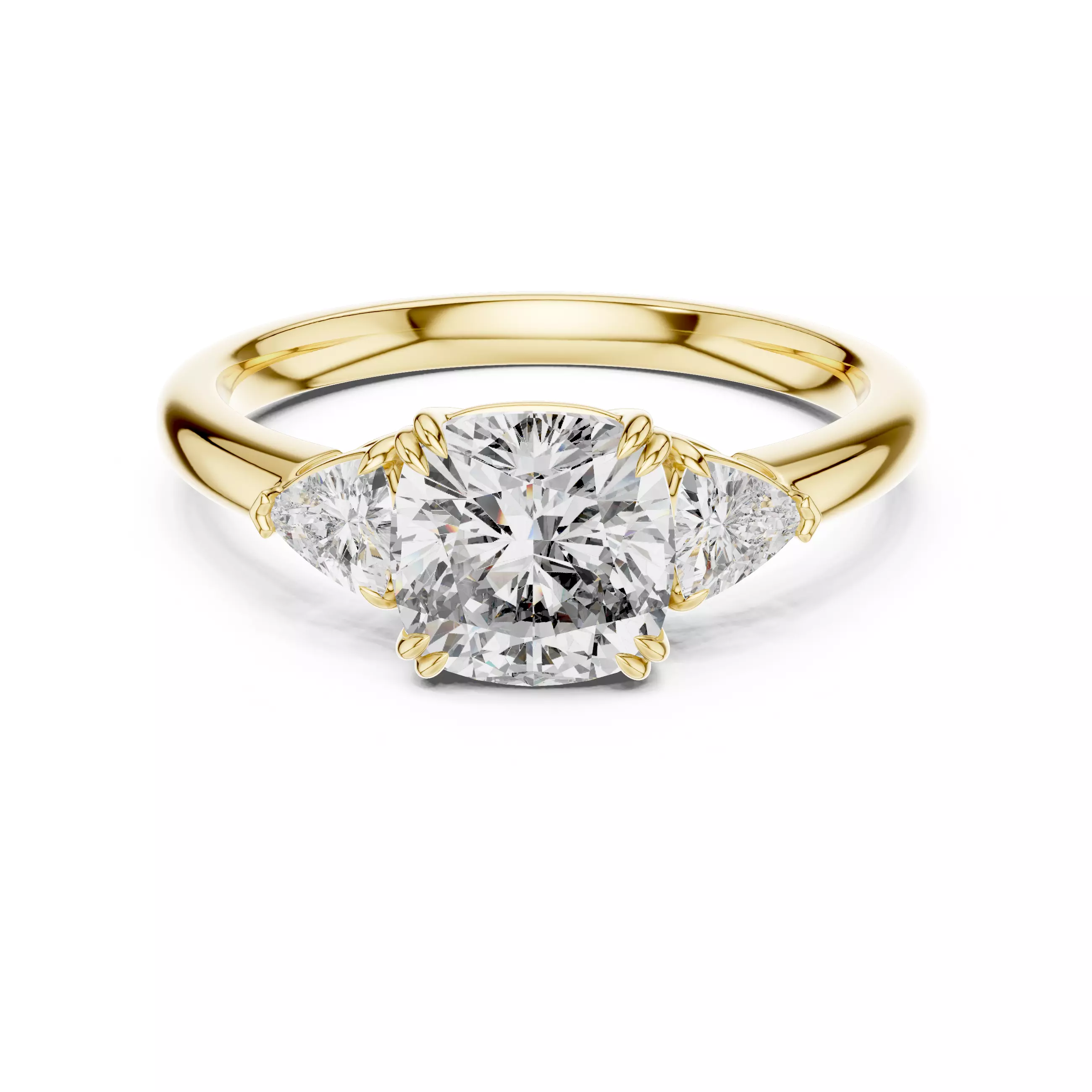 Trillion Trio Solitaire Ring 3dm stl renders animation videos  3D print model_5