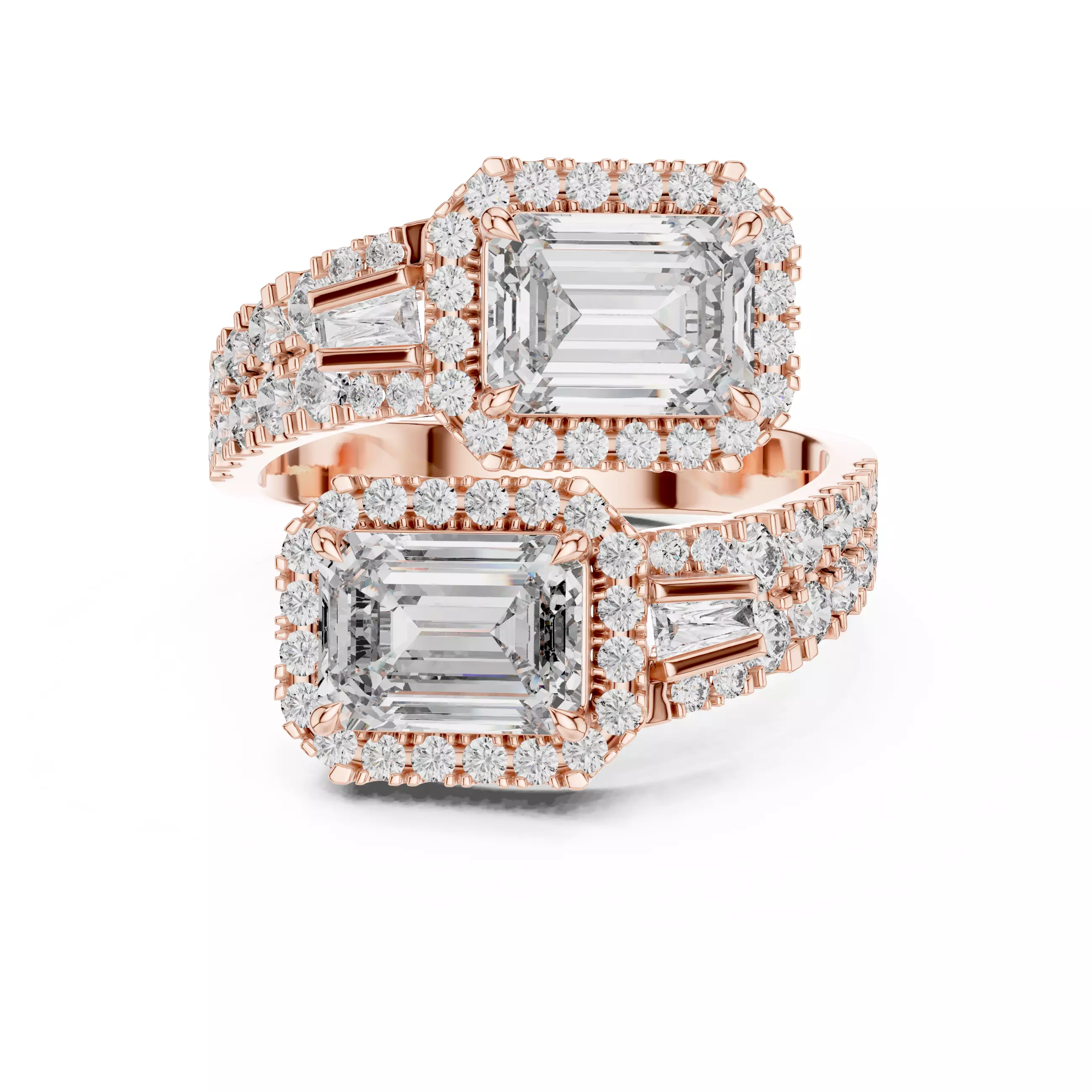 Duo Toi et Moi Solitaire Ring 3dm stl renders animation videos 3D print model