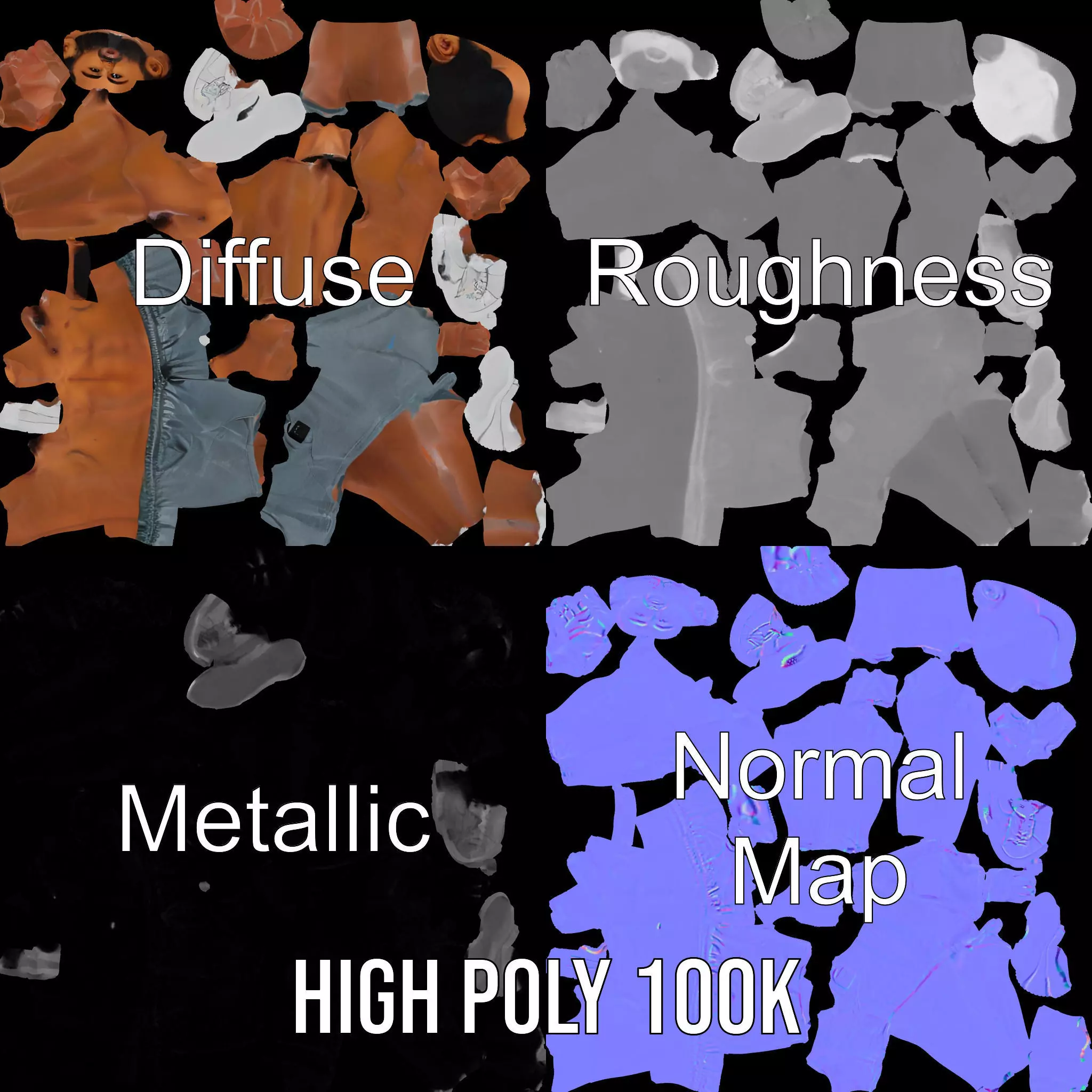 Athletic Male Character Model Pack  Realistic Anatomy Low-poly 3D model_3