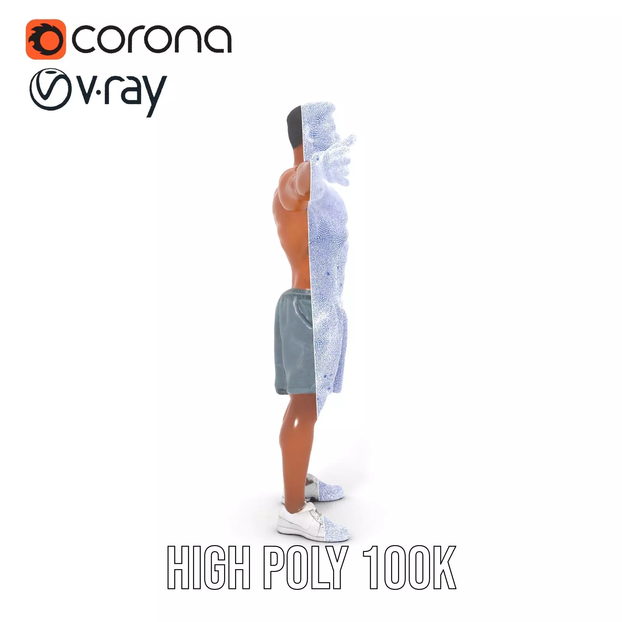 Athletic Male Character Model Pack  Realistic Anatomy Low-poly 3D model_32