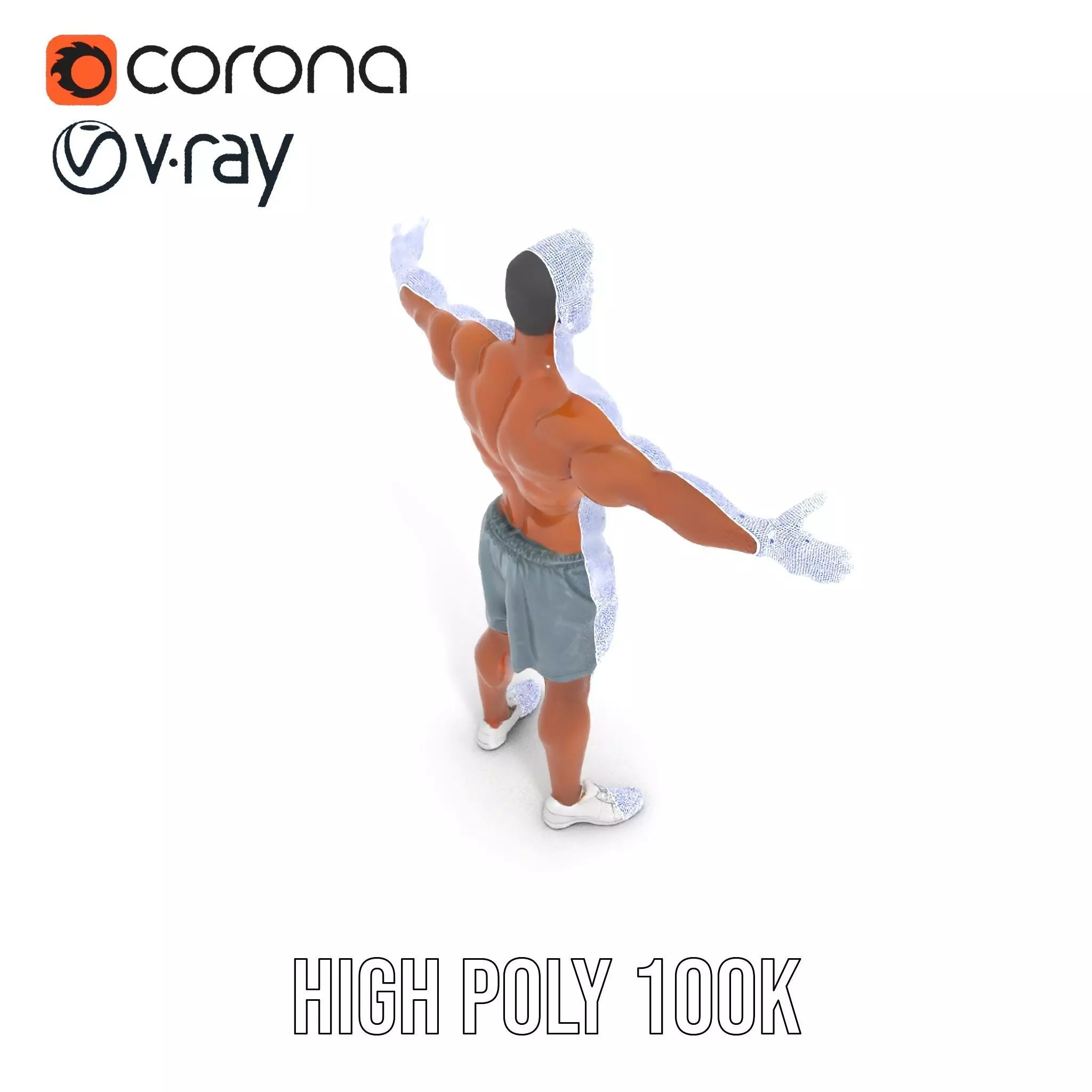 Athletic Male Character Model Pack  Realistic Anatomy Low-poly 3D model_34