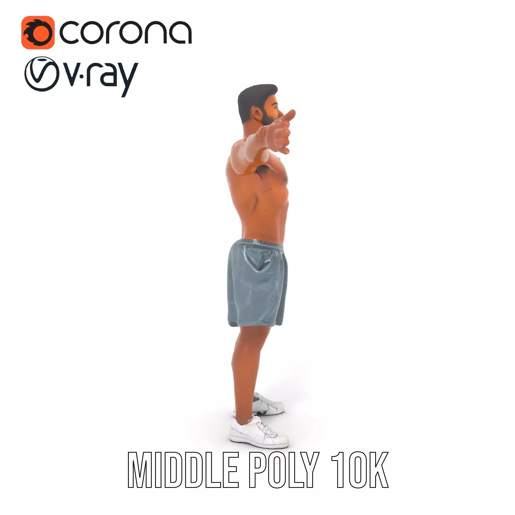 Athletic Male Character Model Pack  Realistic Anatomy Low-poly 3D model_10