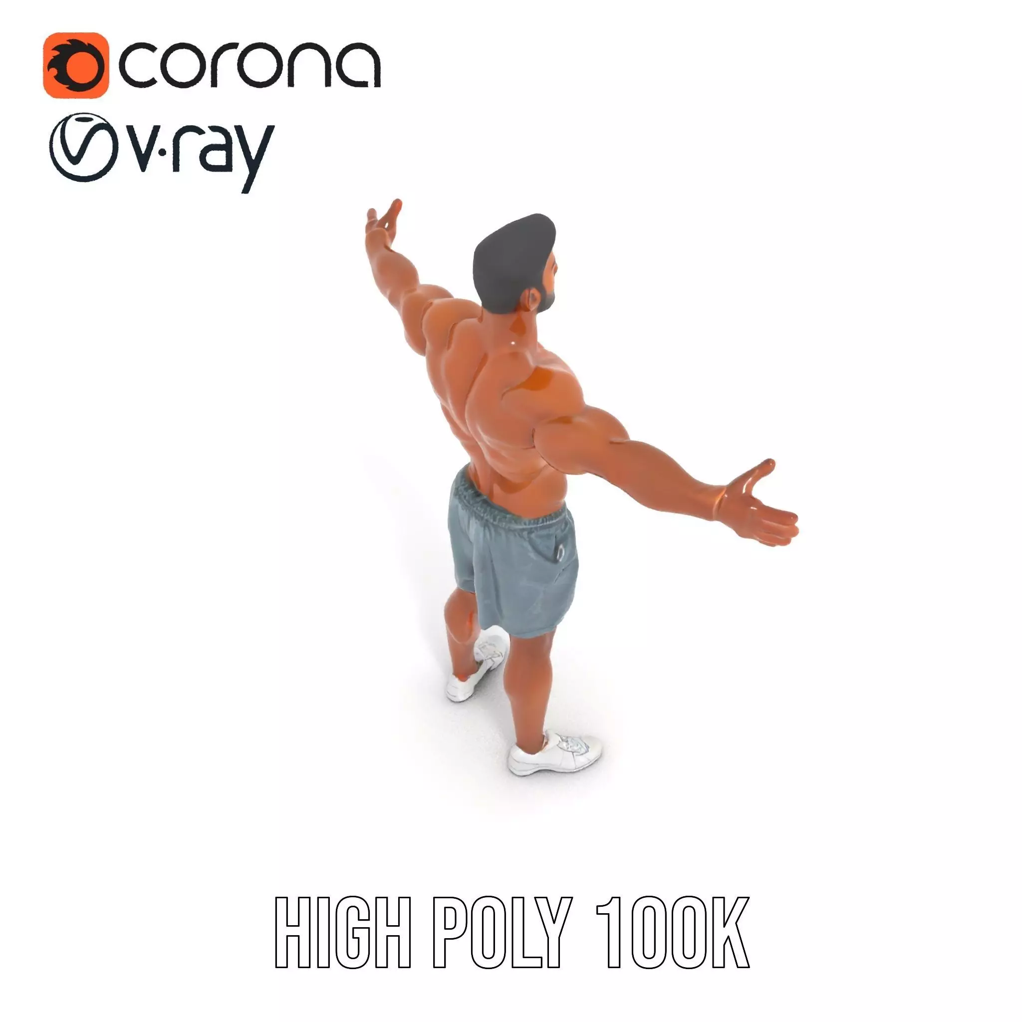 Athletic Male Character Model Pack  Realistic Anatomy Low-poly 3D model_22