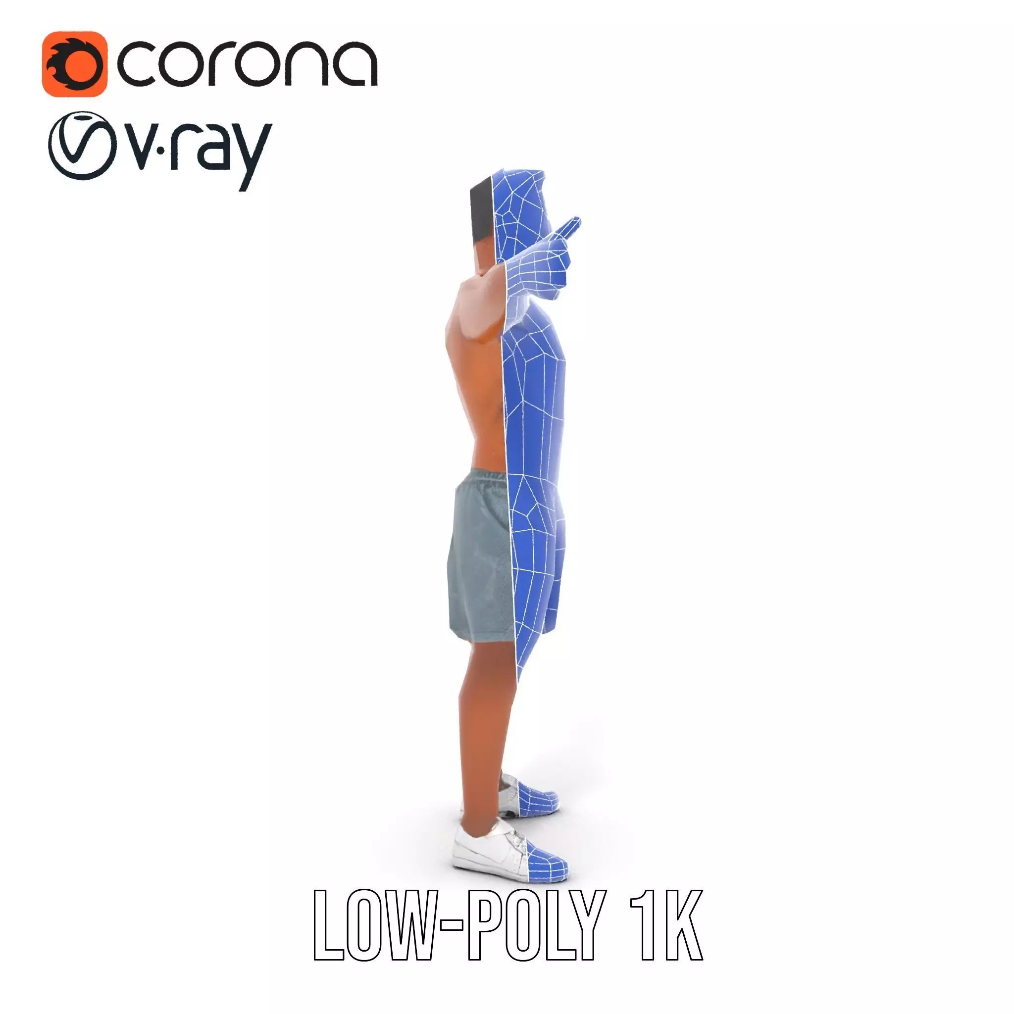 Athletic Male Character Model Pack  Realistic Anatomy Low-poly 3D model_11