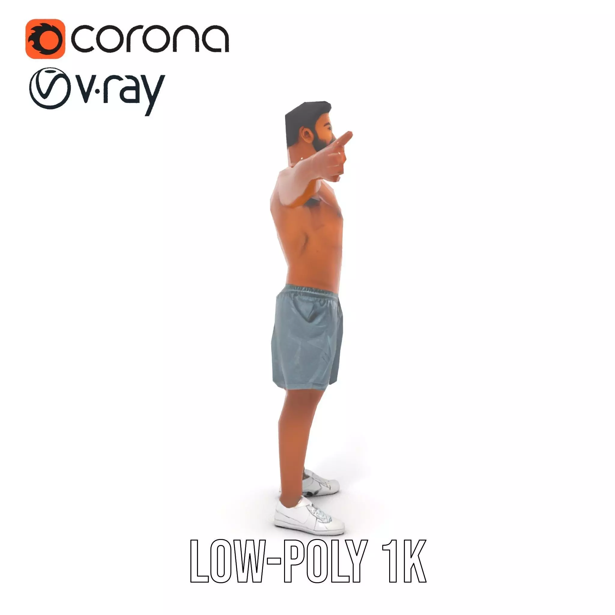 Athletic Male Character Model Pack  Realistic Anatomy Low-poly 3D model_19